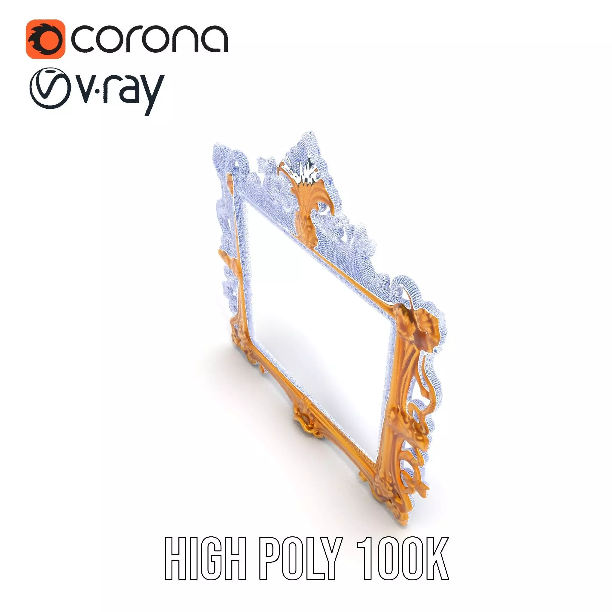Baroque Gold Ornate Frame model pack Low-poly 3D model_24