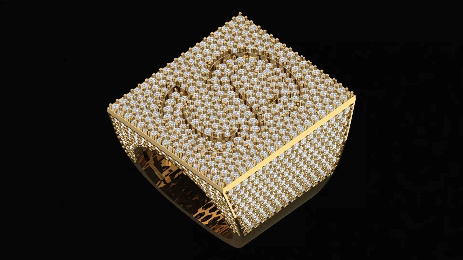 Custom Initial A to Z Letter Diamond Ring - Alphabet Rings 3D print model_0