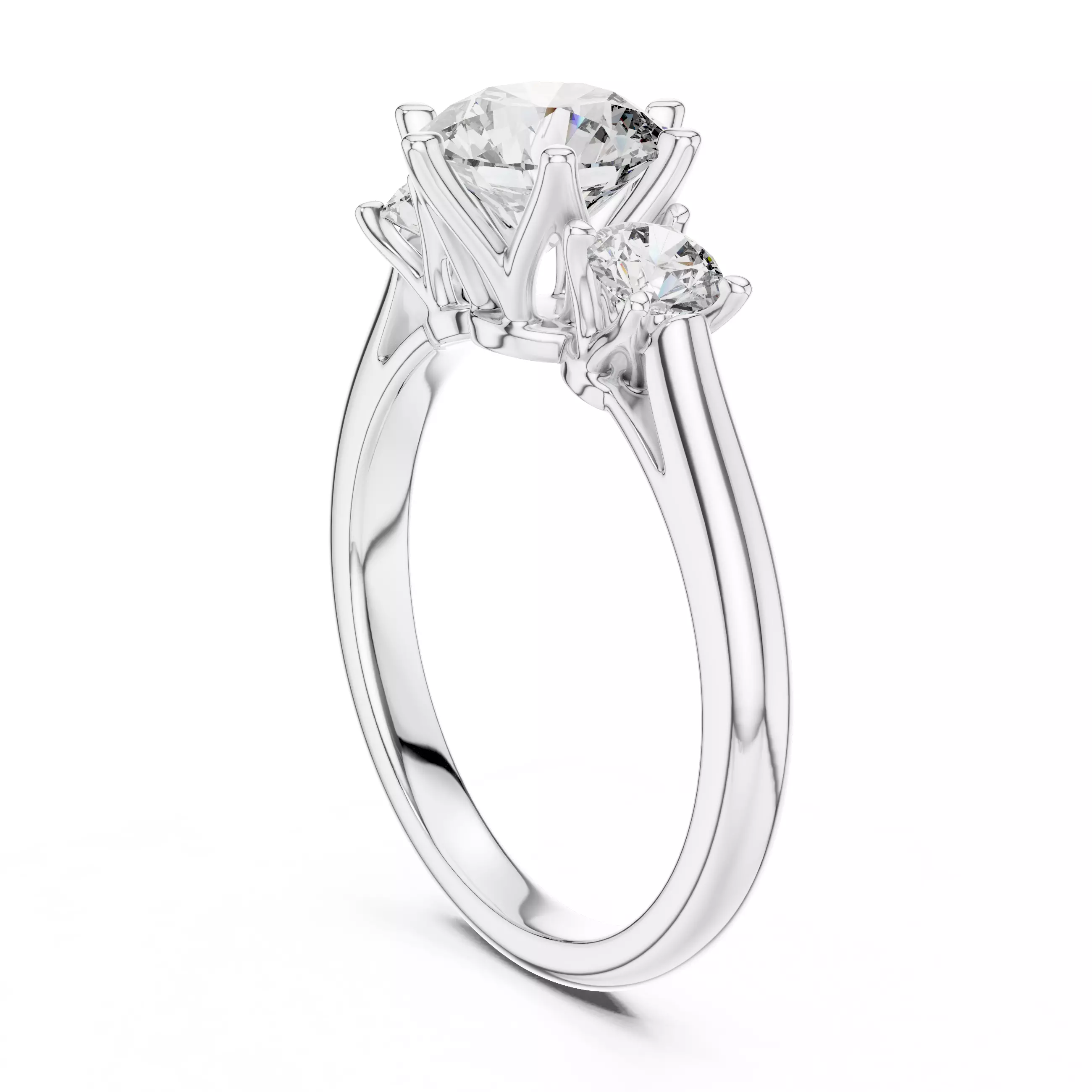 Three Stone Round Cut Diamond Engagement Ring 3DM STL Video 3D print model_6