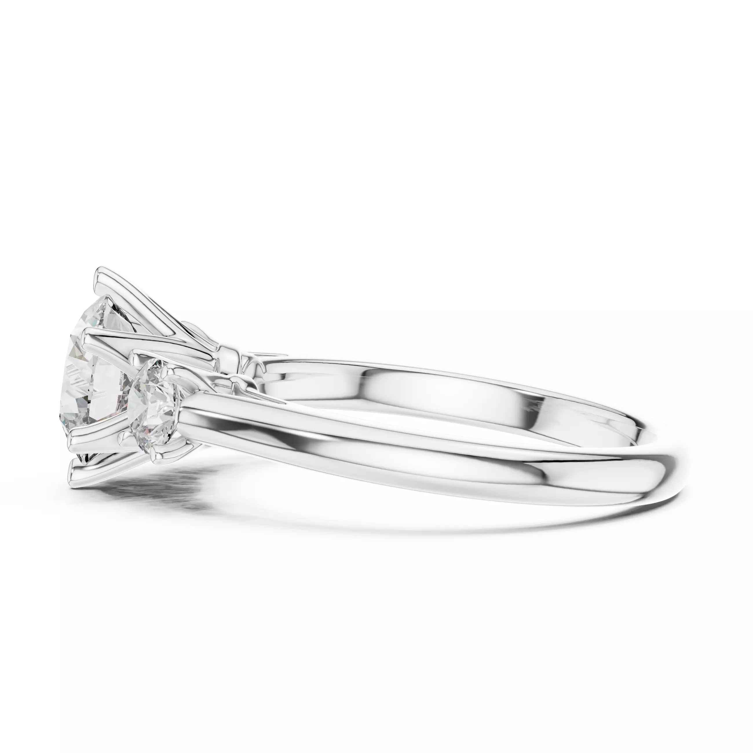 Three Stone Round Cut Diamond Engagement Ring 3DM STL Video 3D print model_8