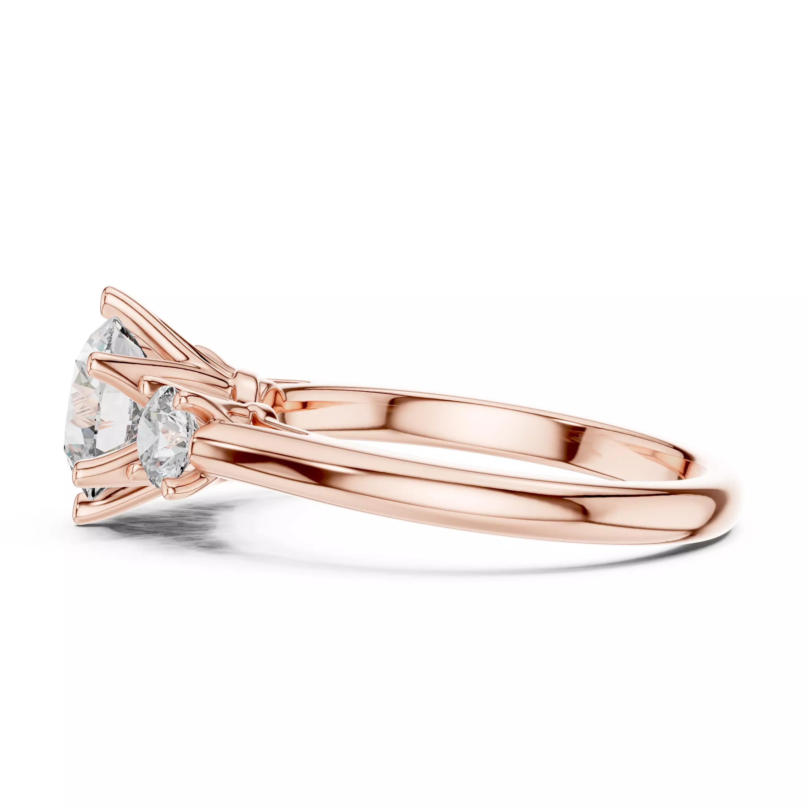 Three Stone Round Cut Diamond Engagement Ring 3DM STL Video 3D print model_5