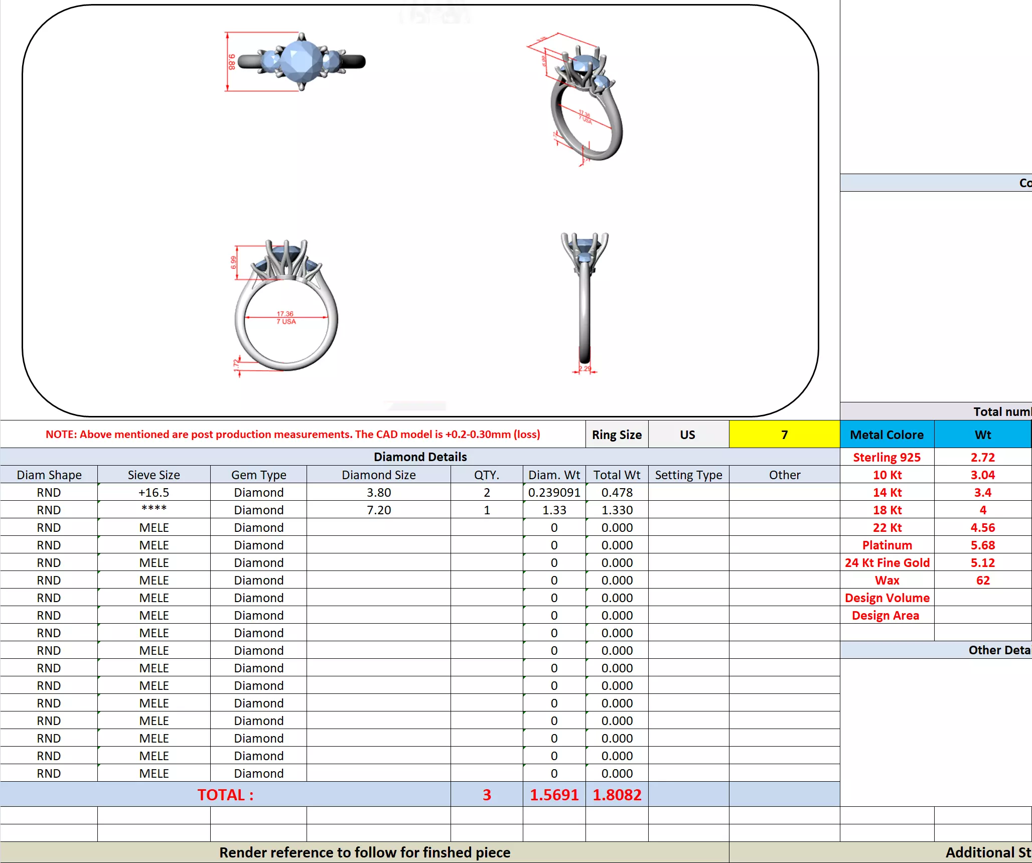 Three Stone Round Cut Diamond Engagement Ring 3DM STL Video 3D print model_13
