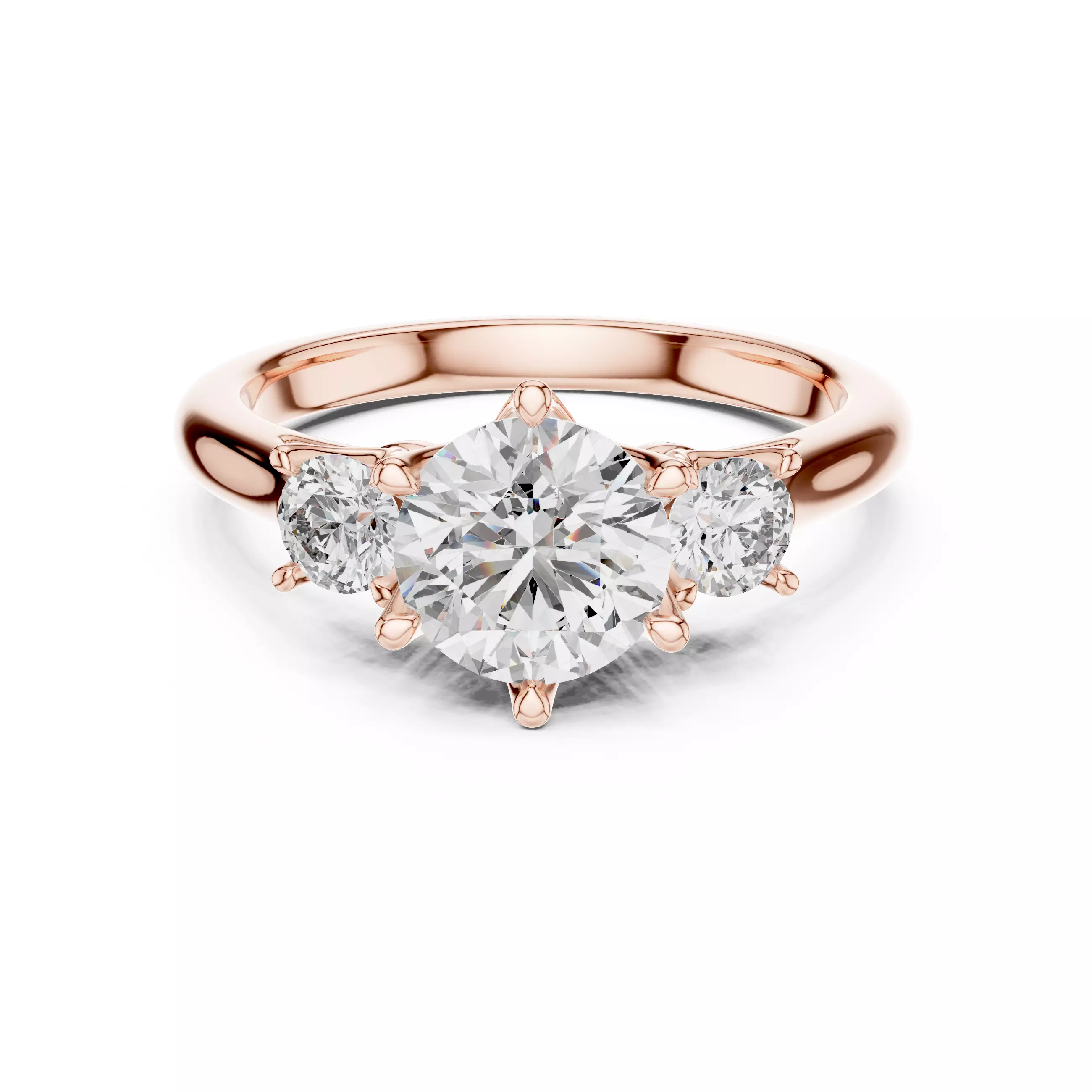 Three Stone Round Cut Diamond Engagement Ring 3DM STL Video 3D print model_0