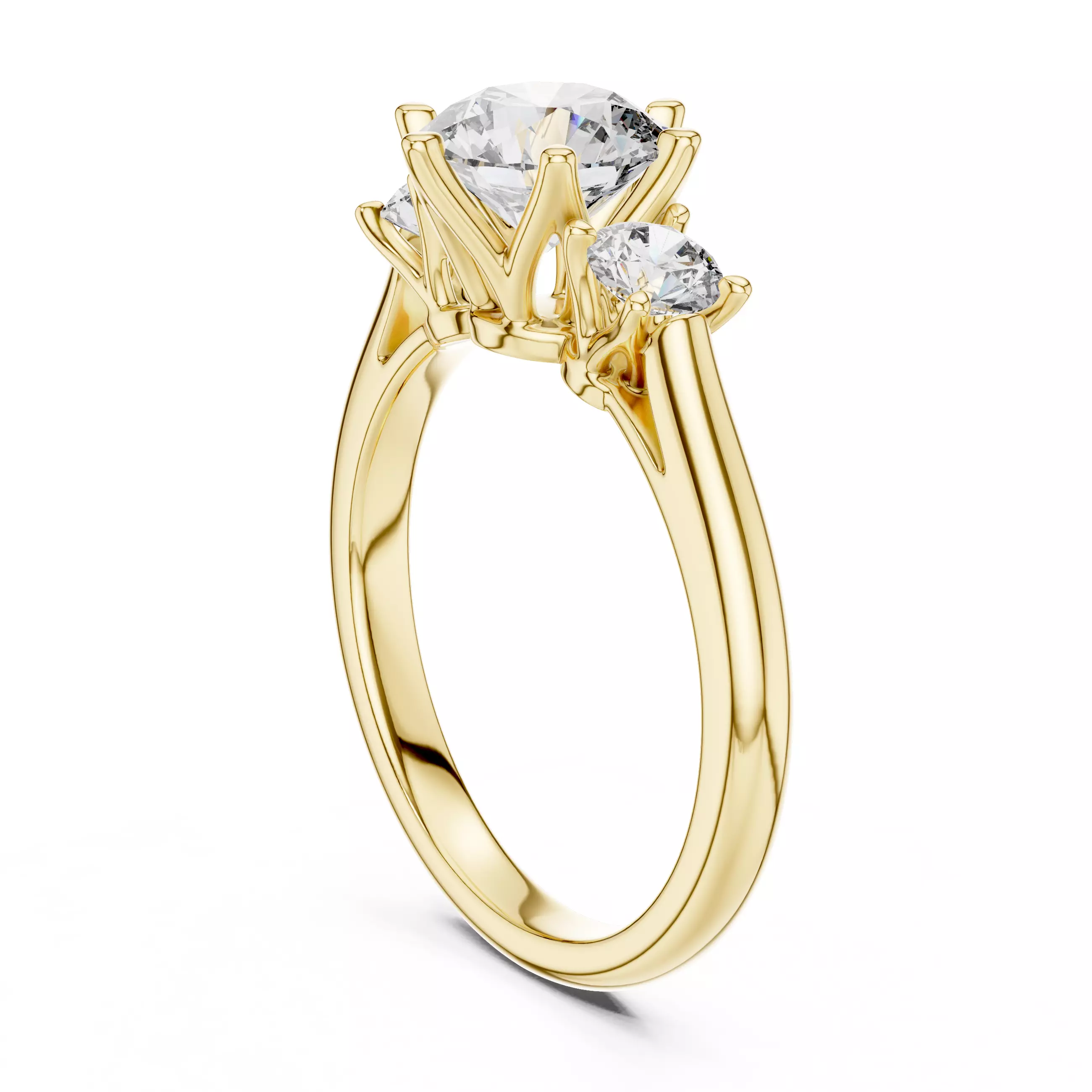 Three Stone Round Cut Diamond Engagement Ring 3DM STL Video 3D print model_9