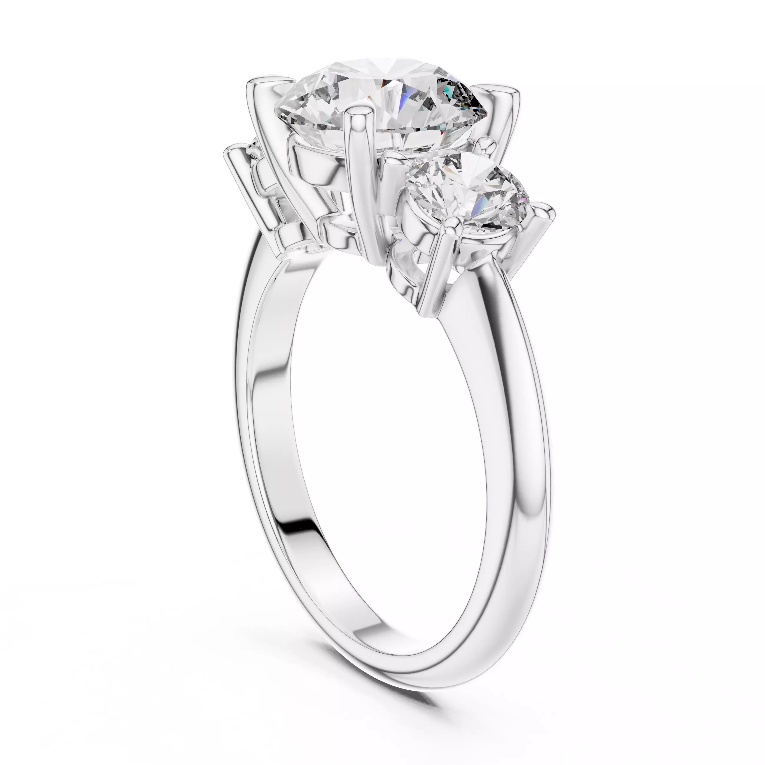 Three Stone Round Cut Diamond Engagement Ring 3DM STL Video 3D print model_9