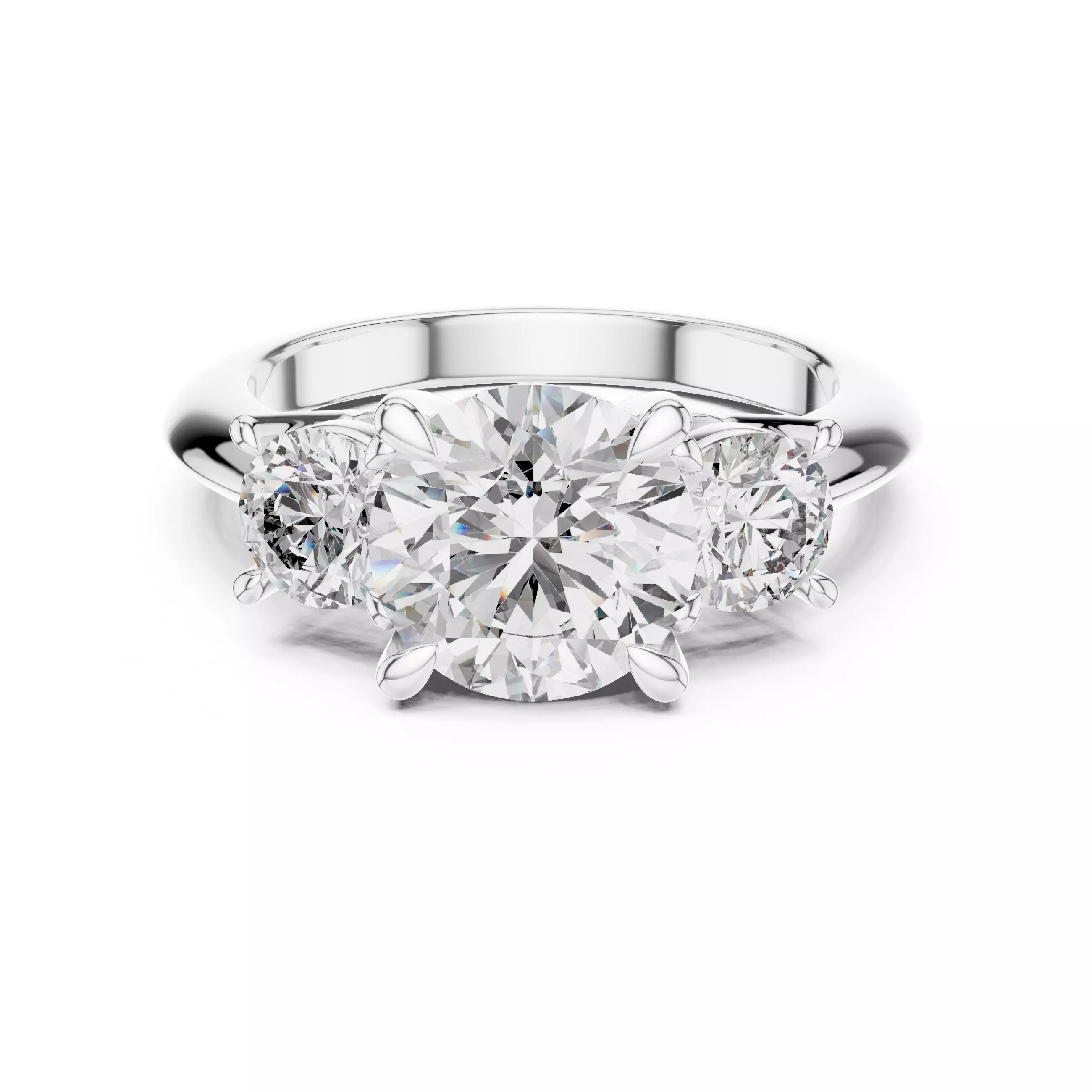 Three Stone Round Cut Diamond Engagement Ring 3DM STL Video 3D print model_2