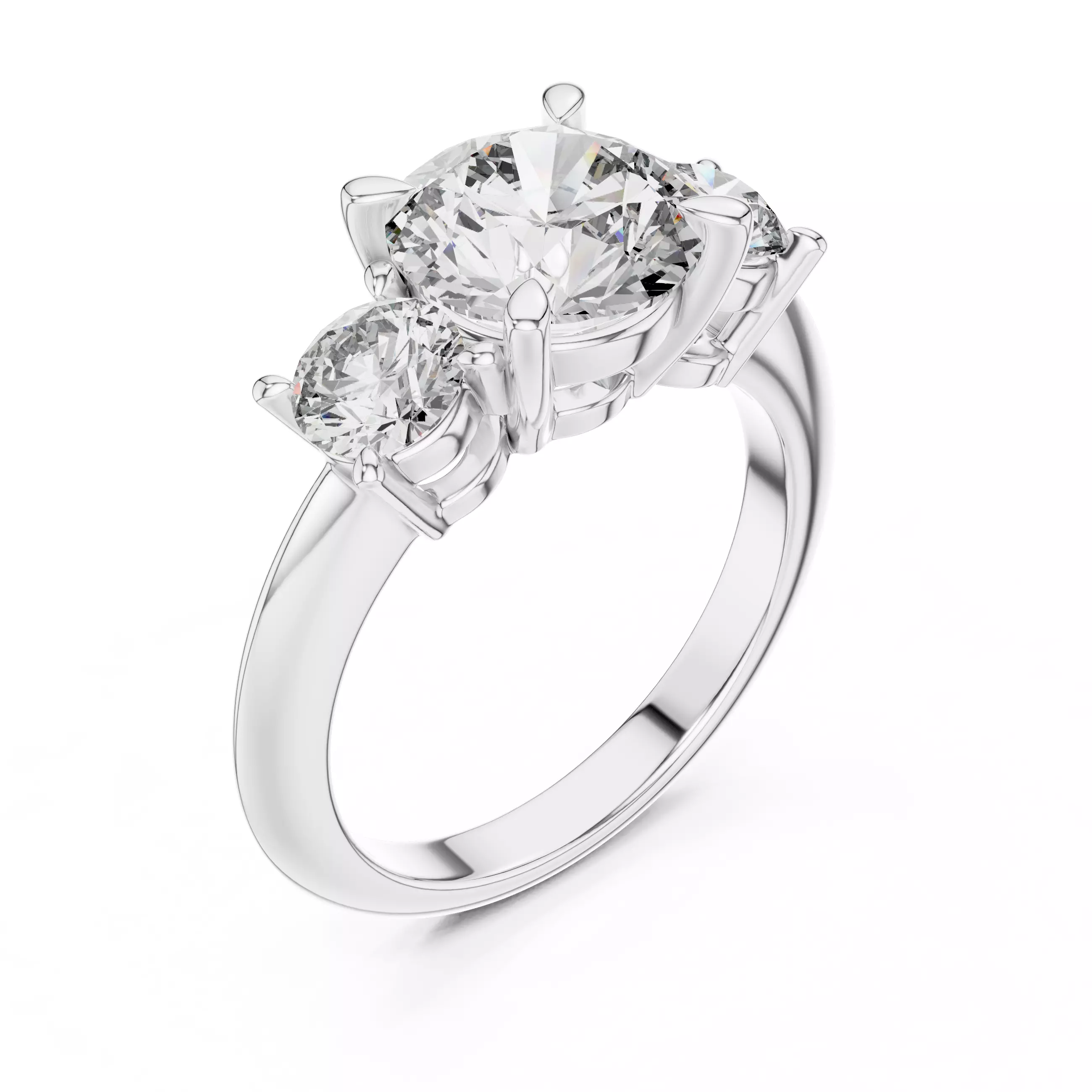 Three Stone Round Cut Diamond Engagement Ring 3DM STL Video 3D print model_10