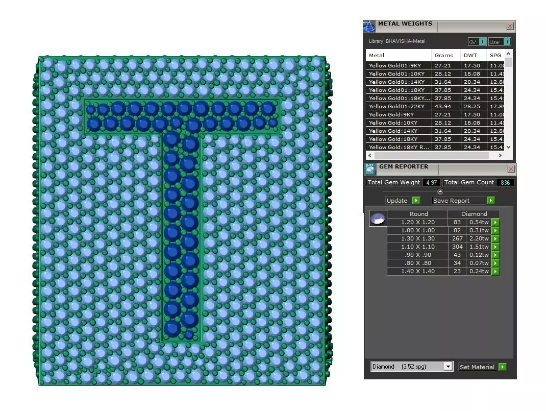 Custom Initial A to Z Letter Diamond Ring - Alphabet Rings 3D print model_4