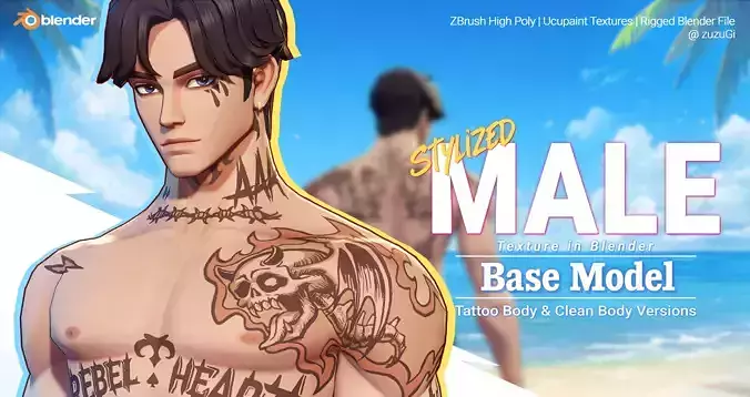 Stylized Kpop Boy Character male base body Low-poly 3D model
