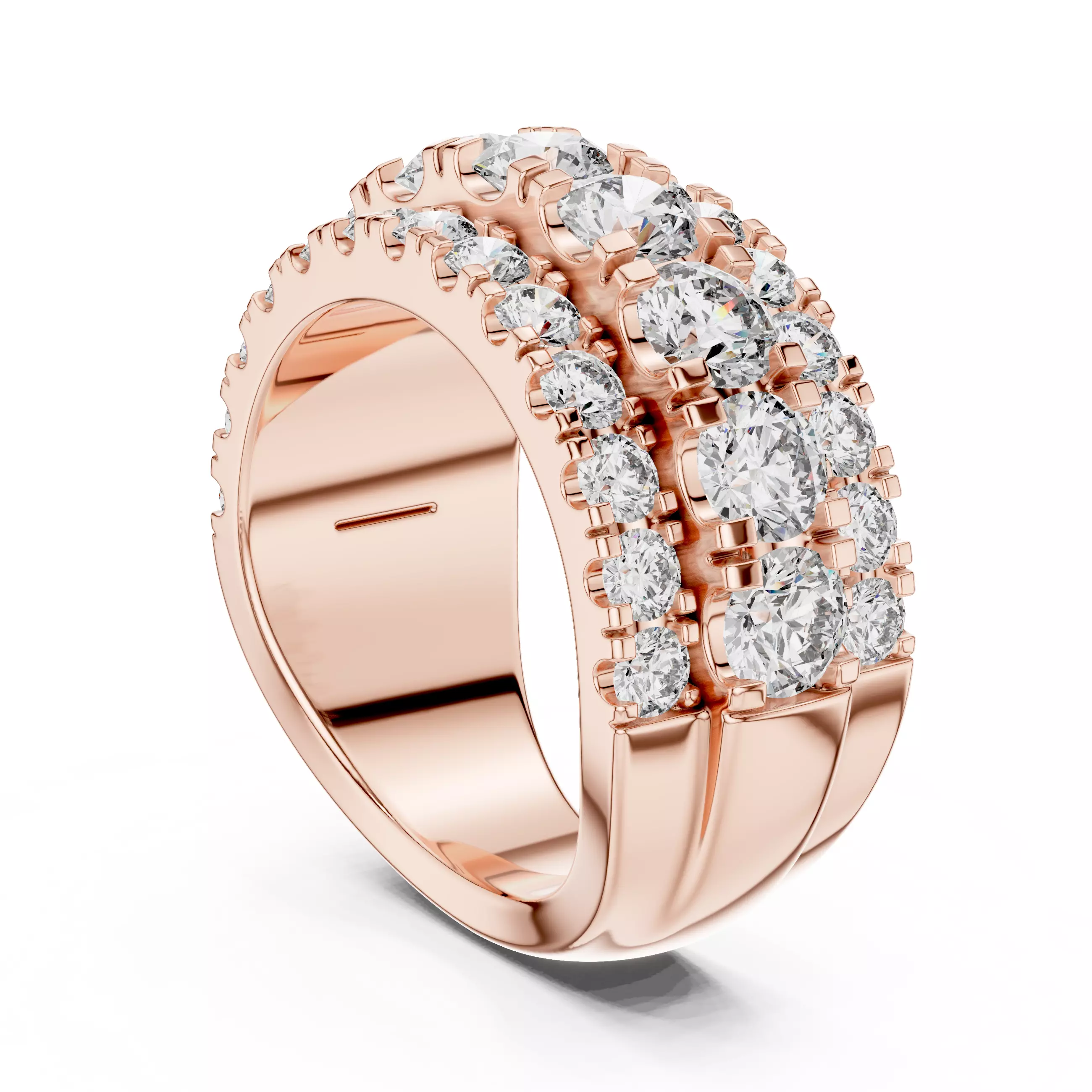 4mm Round Cut Diamond Stacking Wedding Band 3DM STL Video 3D print model_3