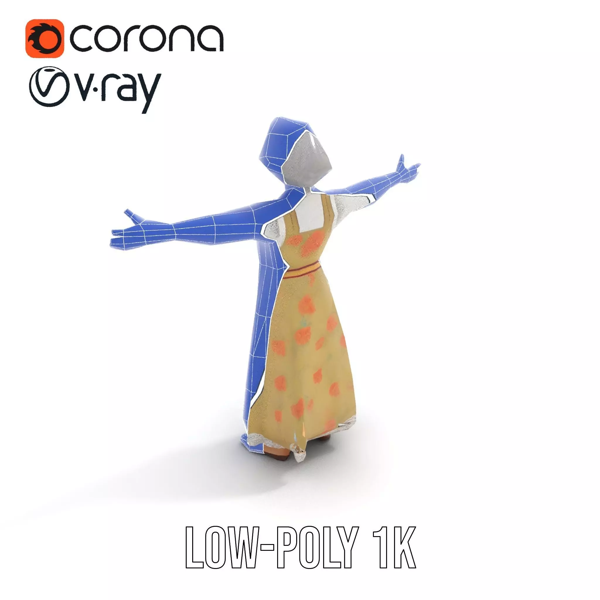 Elegant Floral Woman model pack Low-poly 3D model_32