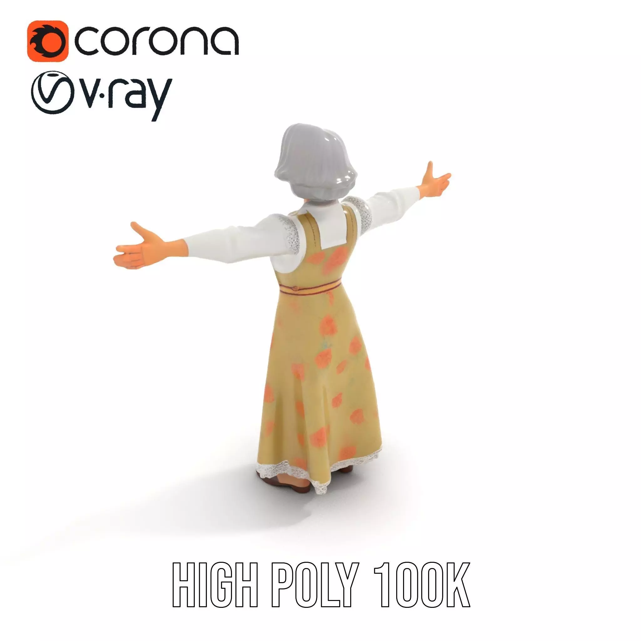 Elegant Floral Woman model pack Low-poly 3D model_24