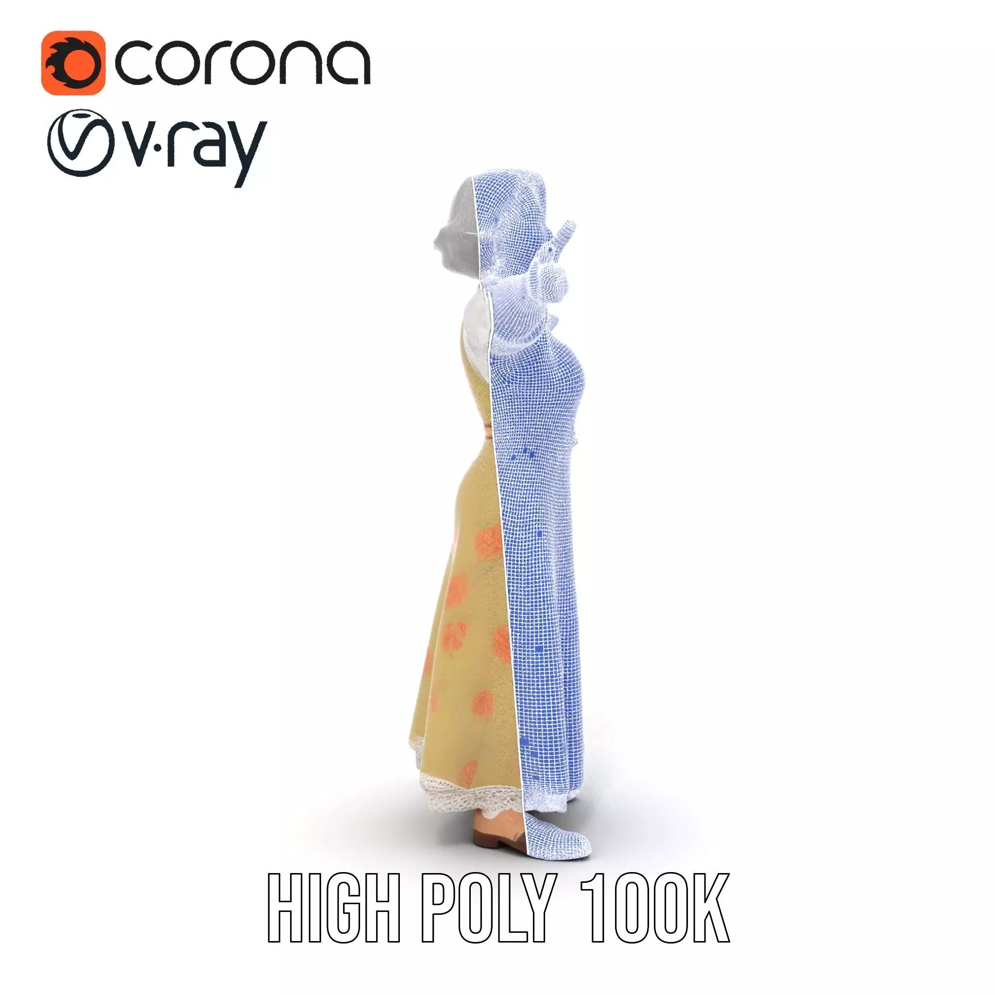 Elegant Floral Woman model pack Low-poly 3D model_30