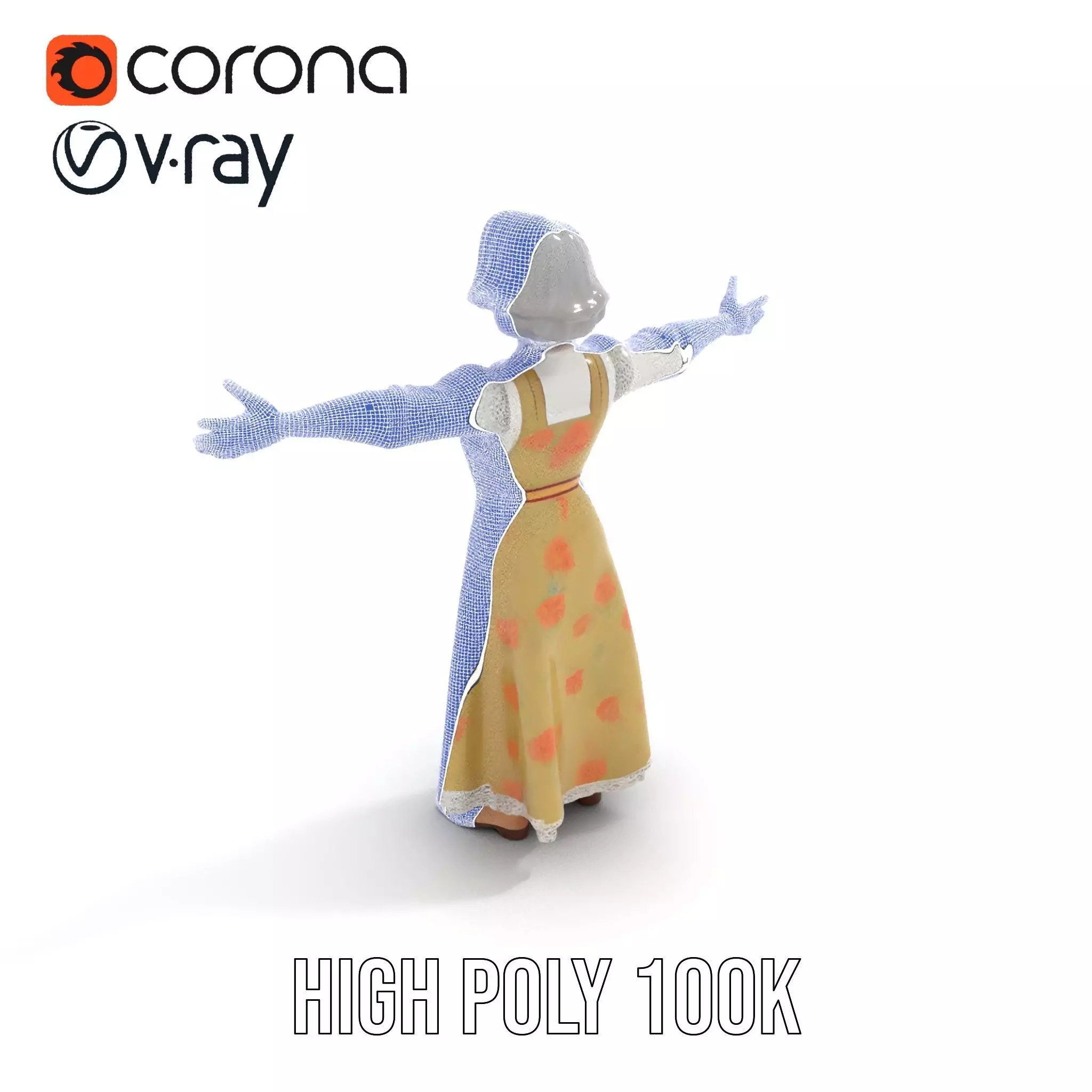 Elegant Floral Woman model pack Low-poly 3D model_33