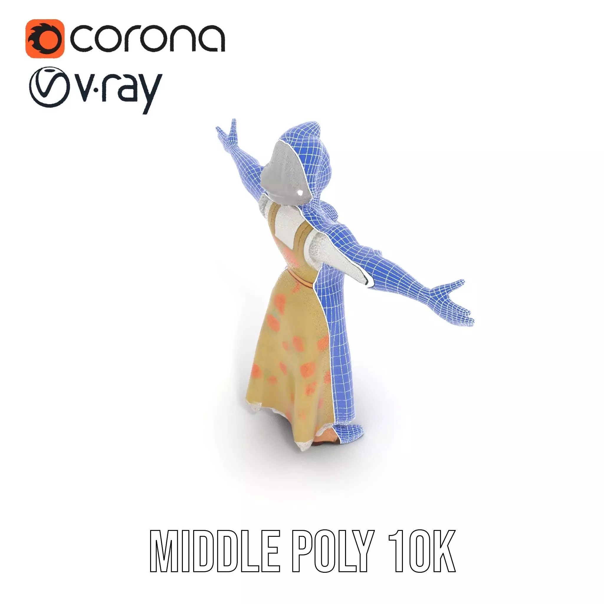 Elegant Floral Woman model pack Low-poly 3D model_25