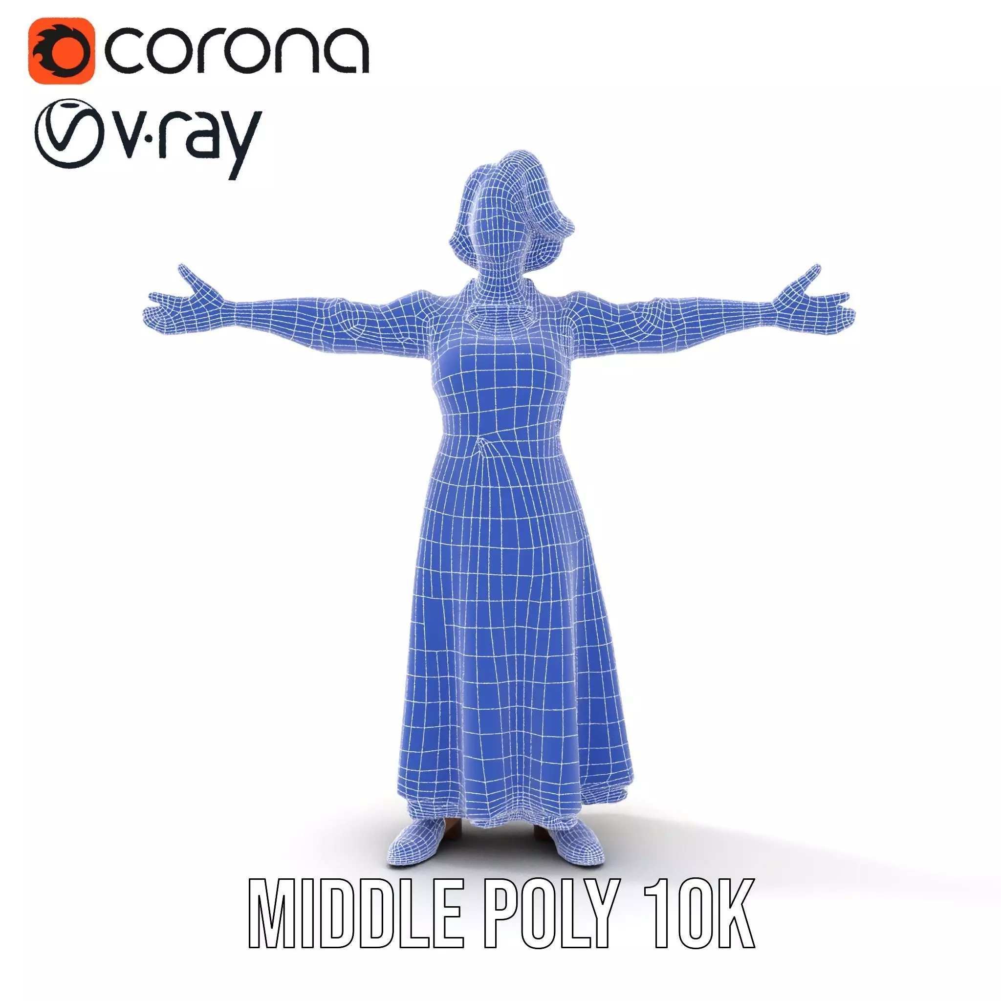 Elegant Floral Woman model pack Low-poly 3D model_28