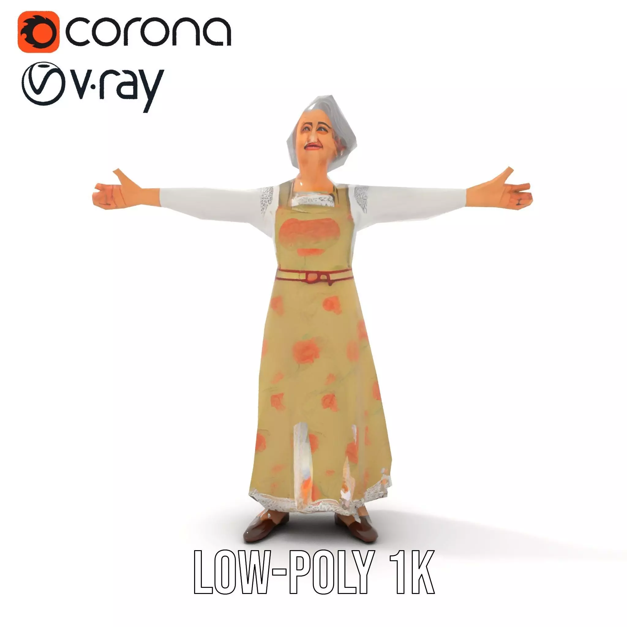 Elegant Floral Woman model pack Low-poly 3D model_13