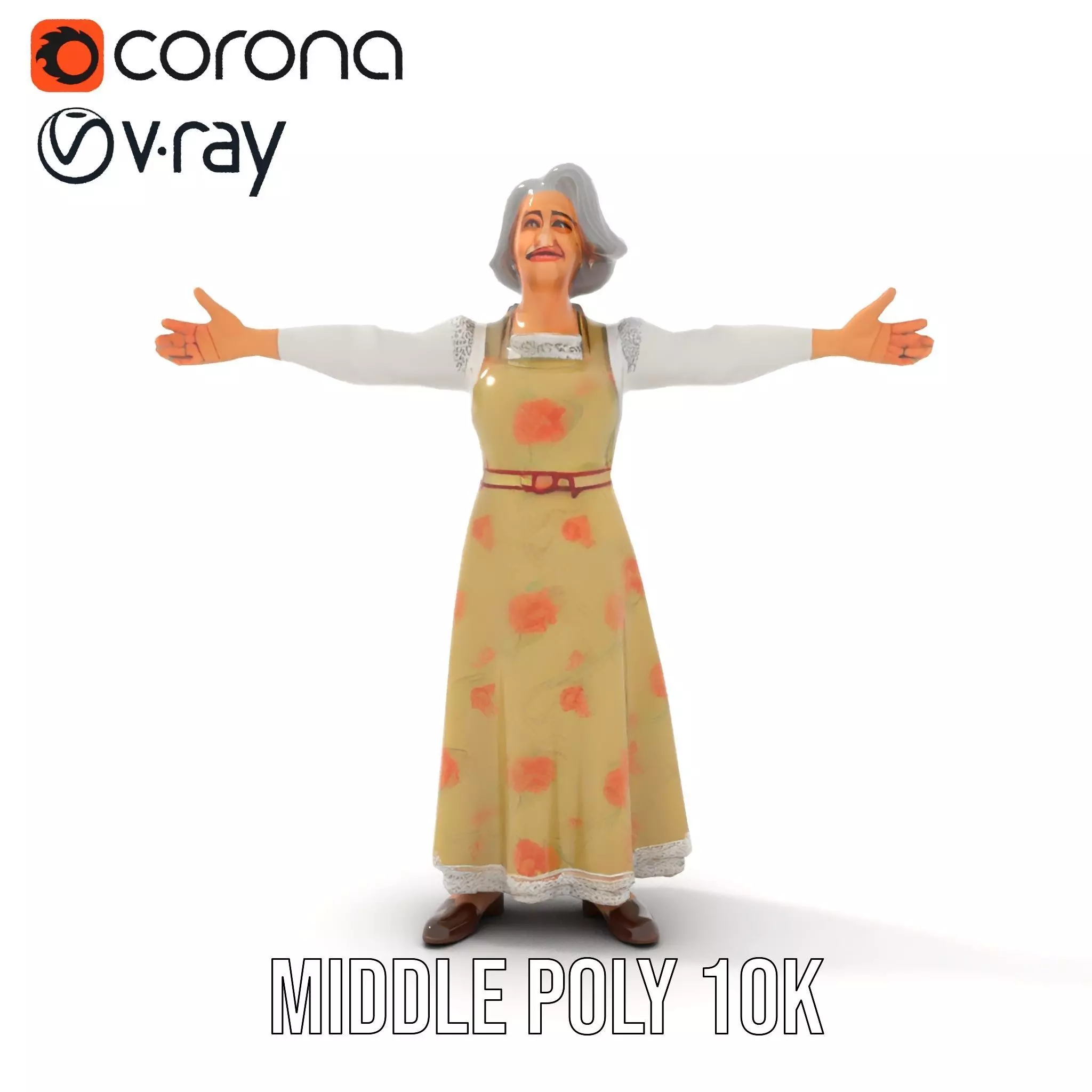 Elegant Floral Woman model pack Low-poly 3D model_7