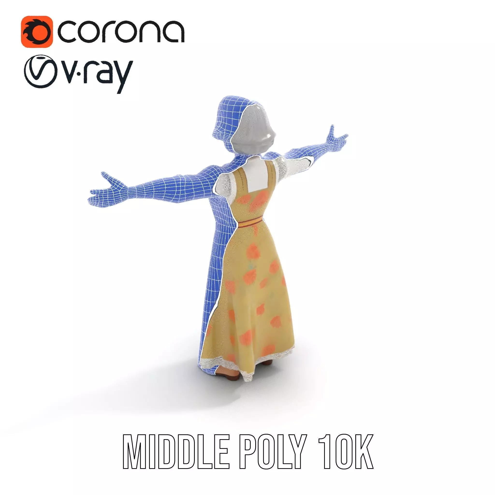 Elegant Floral Woman model pack Low-poly 3D model_22