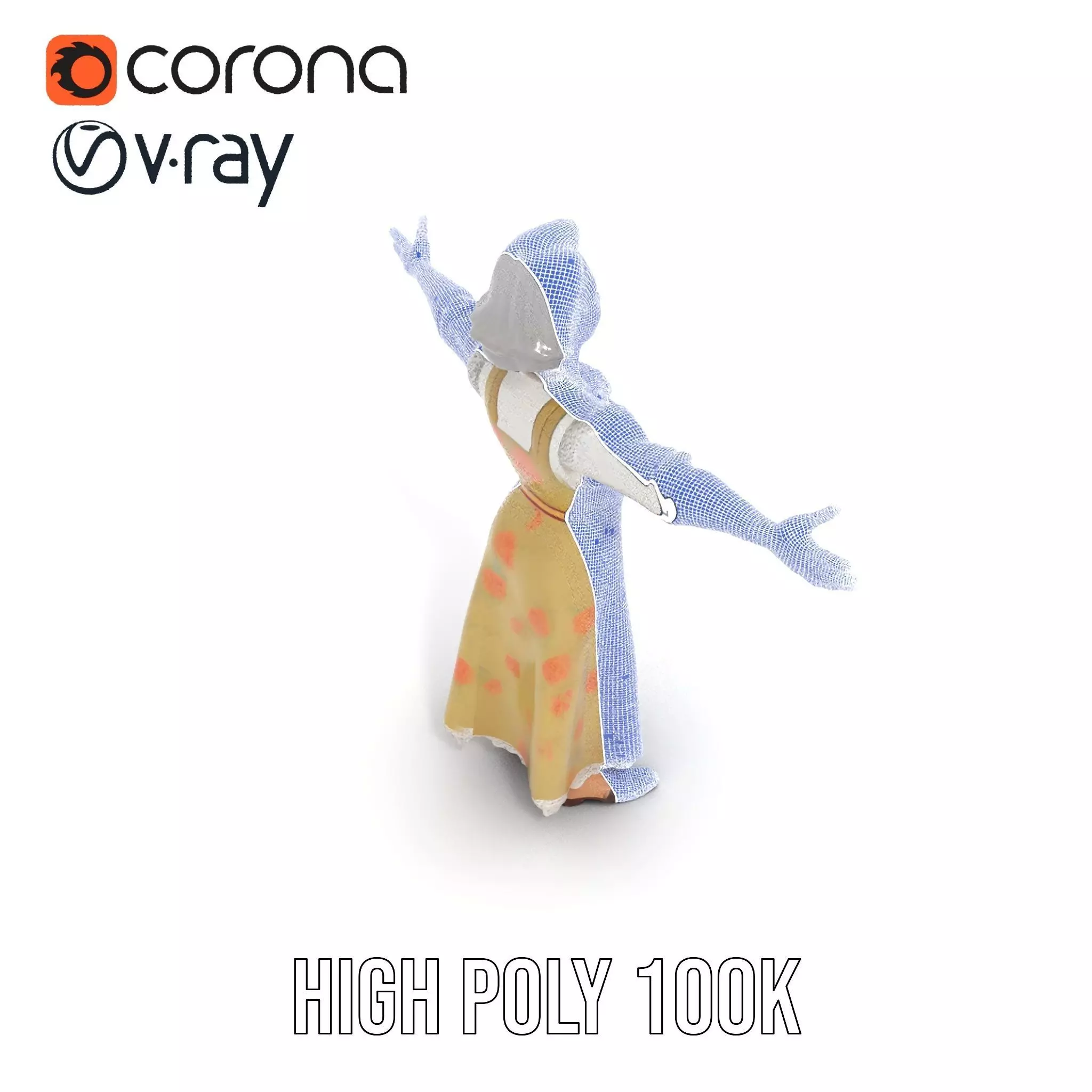 Elegant Floral Woman model pack Low-poly 3D model_27