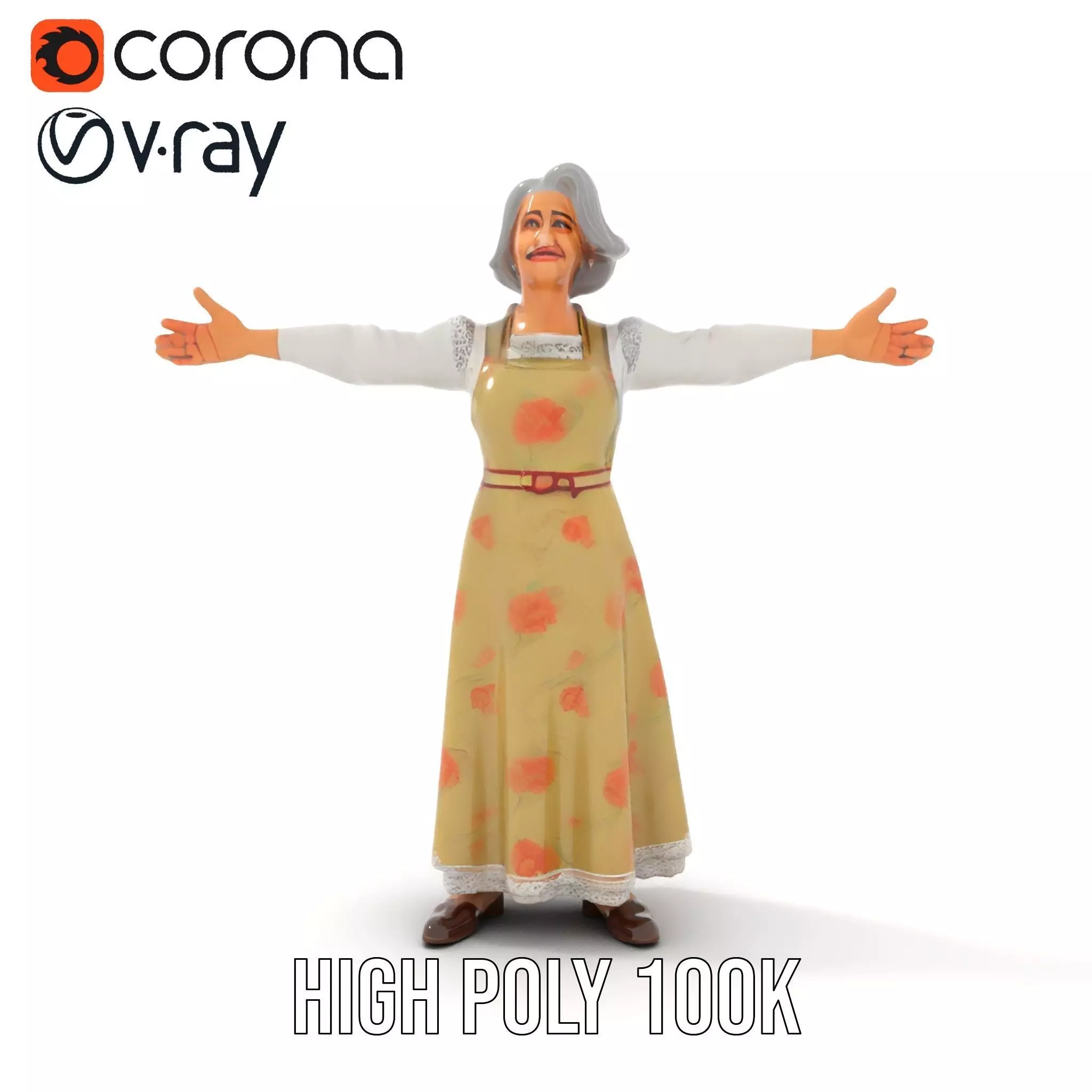 Elegant Floral Woman model pack Low-poly 3D model_18