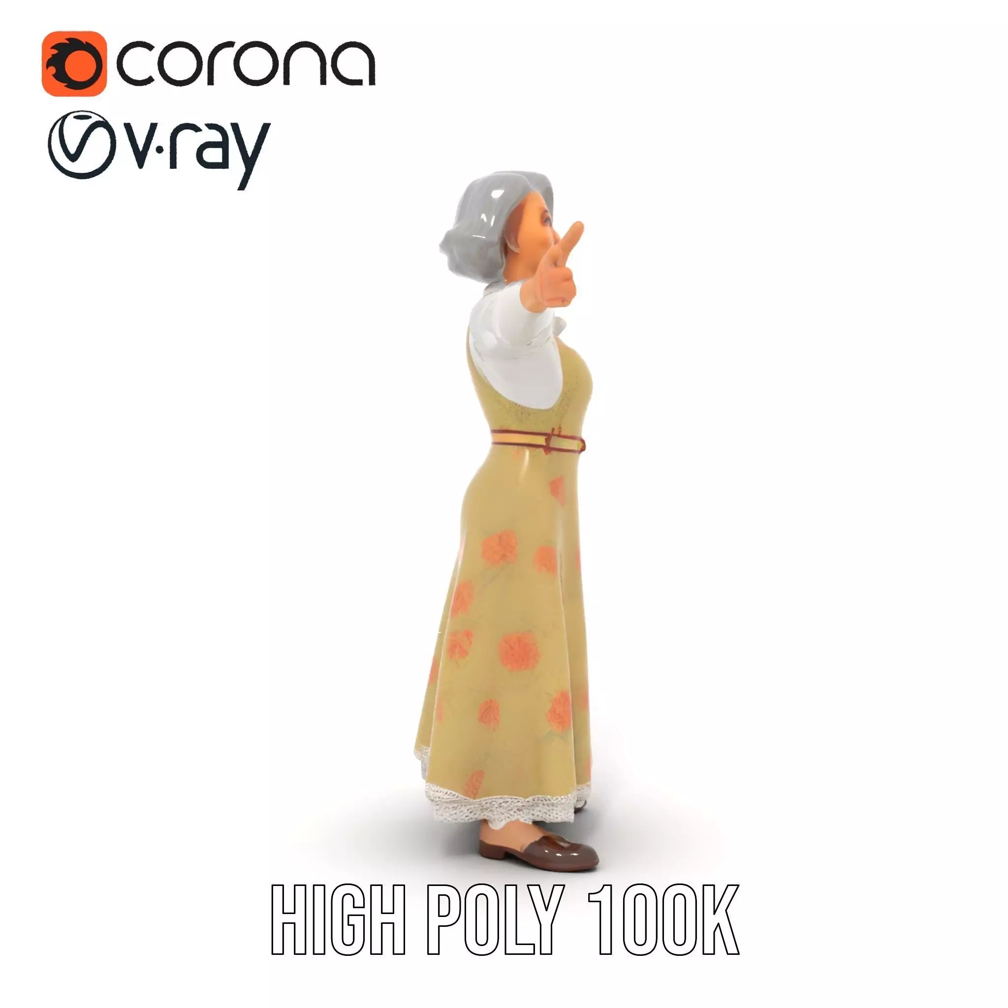 Elegant Floral Woman model pack Low-poly 3D model_35