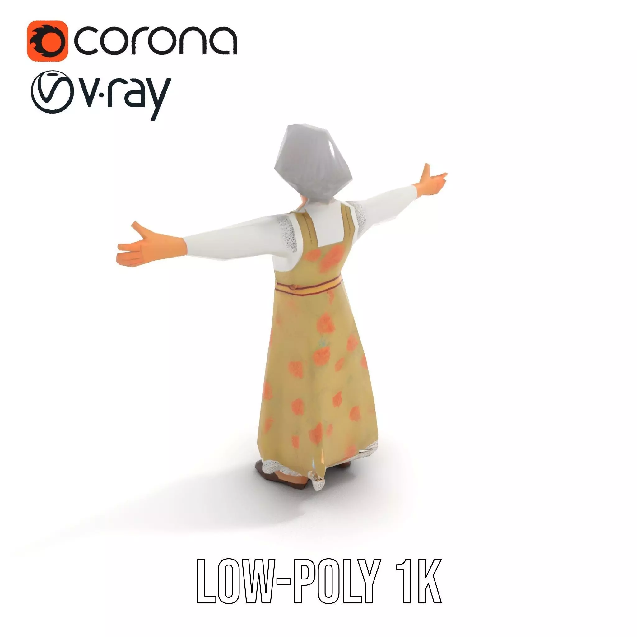 Elegant Floral Woman model pack Low-poly 3D model_8