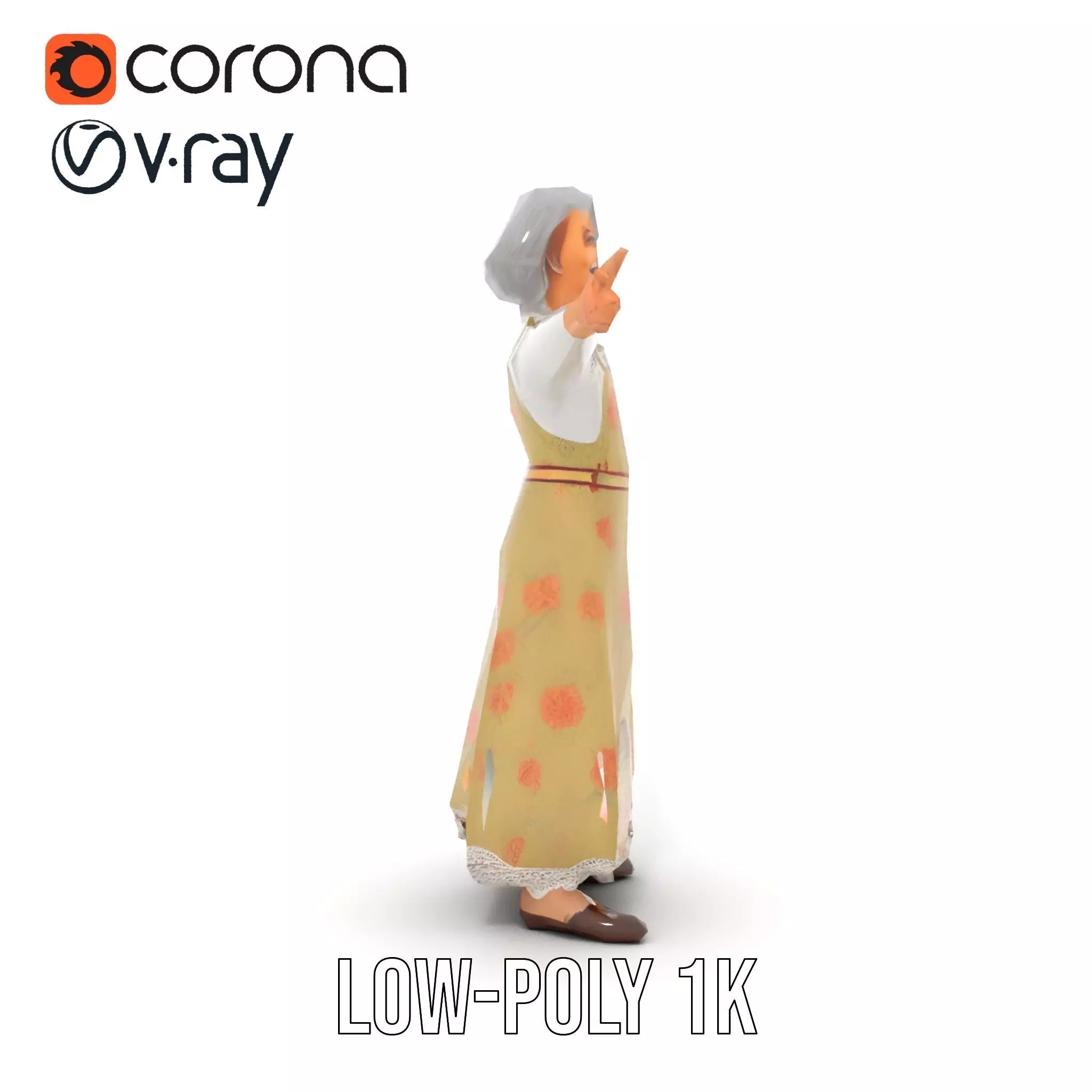 Elegant Floral Woman model pack Low-poly 3D model_29