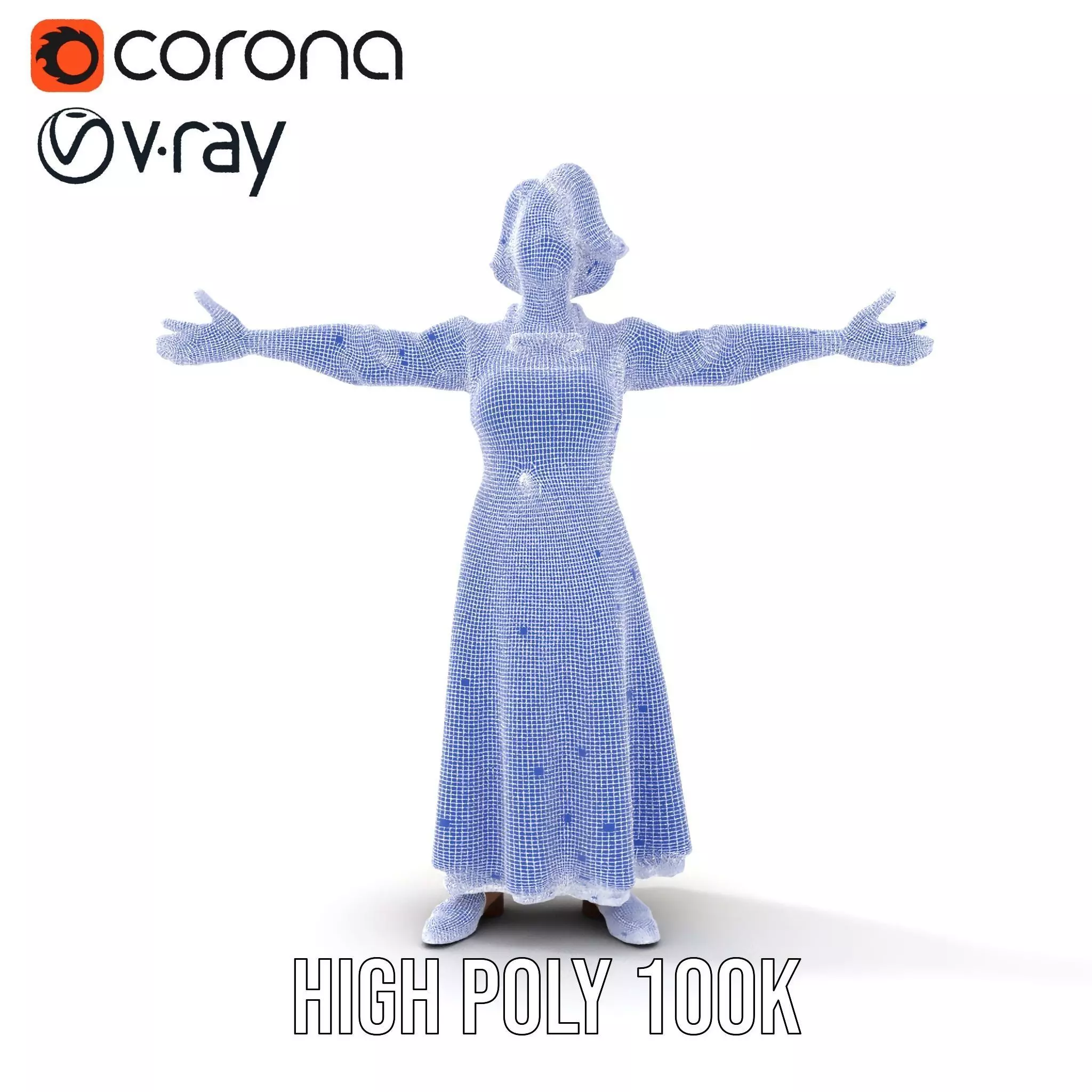 Elegant Floral Woman model pack Low-poly 3D model_34