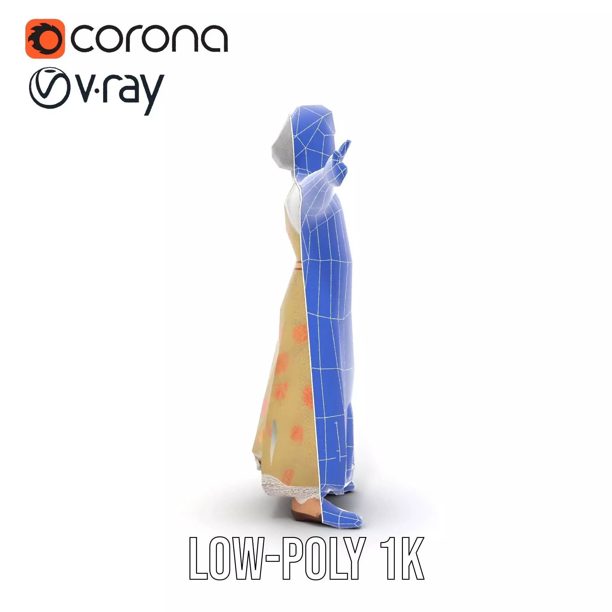 Elegant Floral Woman model pack Low-poly 3D model_23