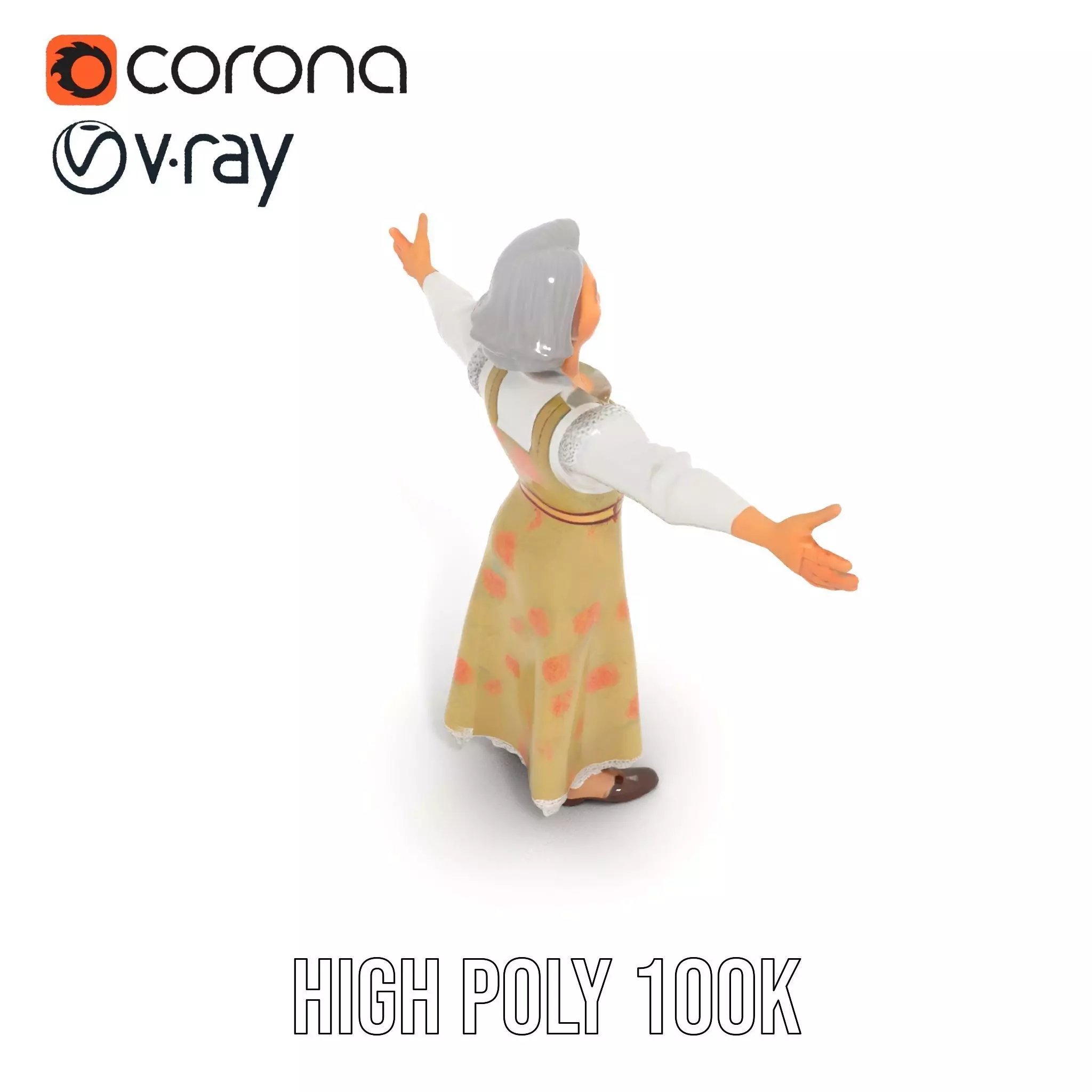 Elegant Floral Woman model pack Low-poly 3D model_21