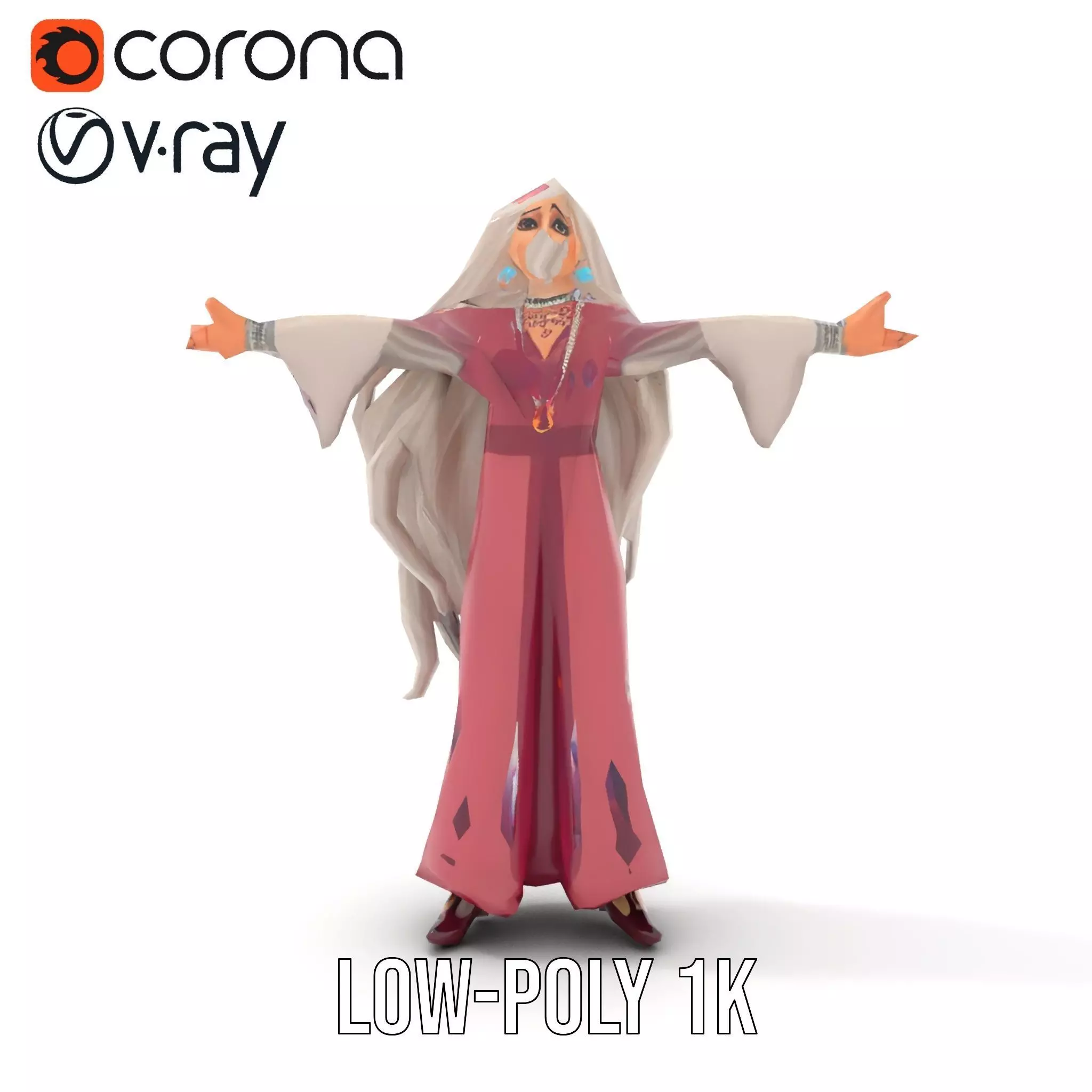 Elegant Princess Gown model pack Low-poly 3D model_8