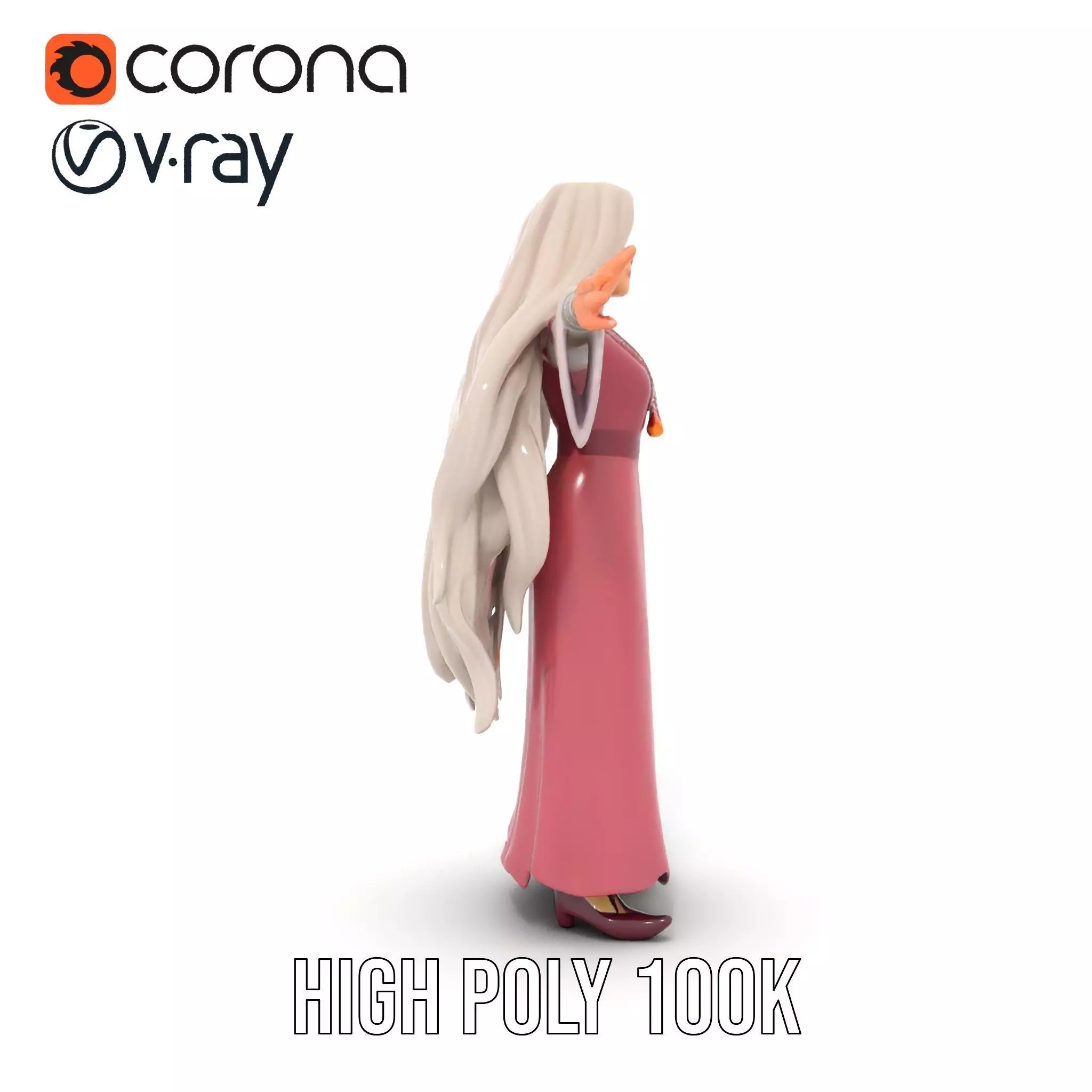 Elegant Princess Gown model pack Low-poly 3D model_27