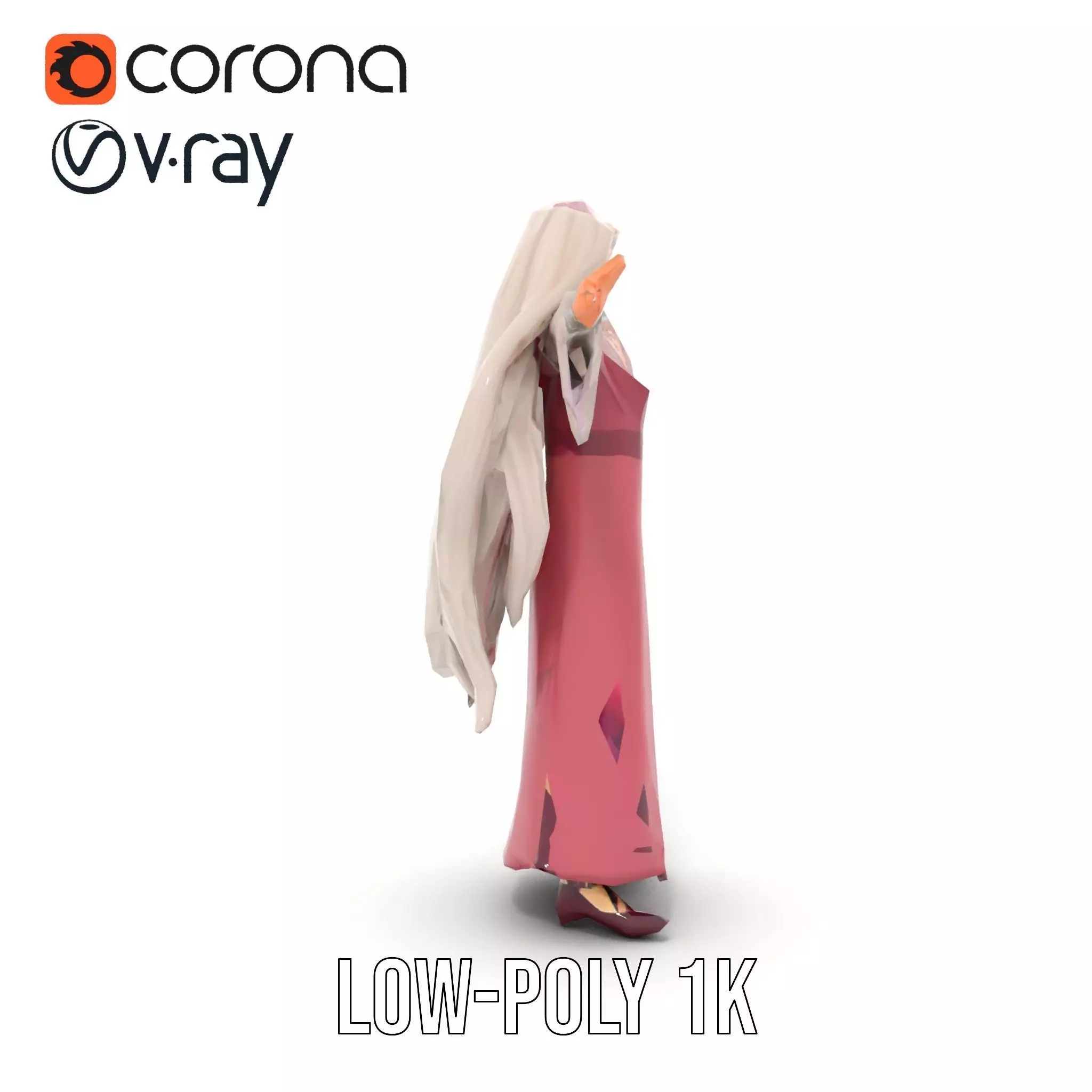 Elegant Princess Gown model pack Low-poly 3D model_18