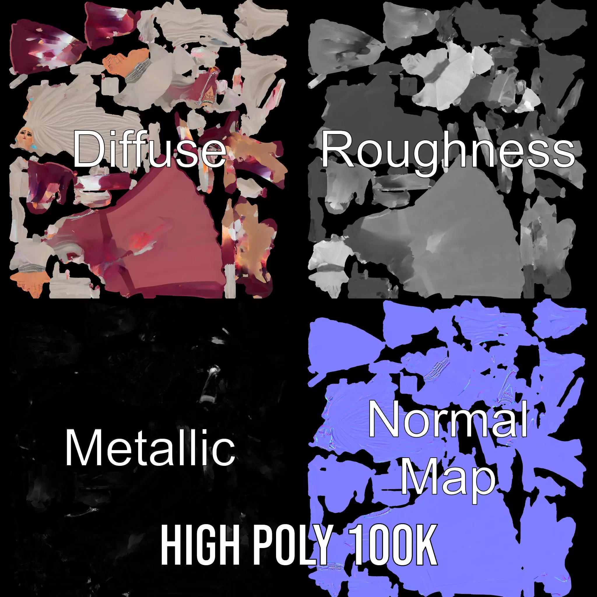 Elegant Princess Gown model pack Low-poly 3D model_4