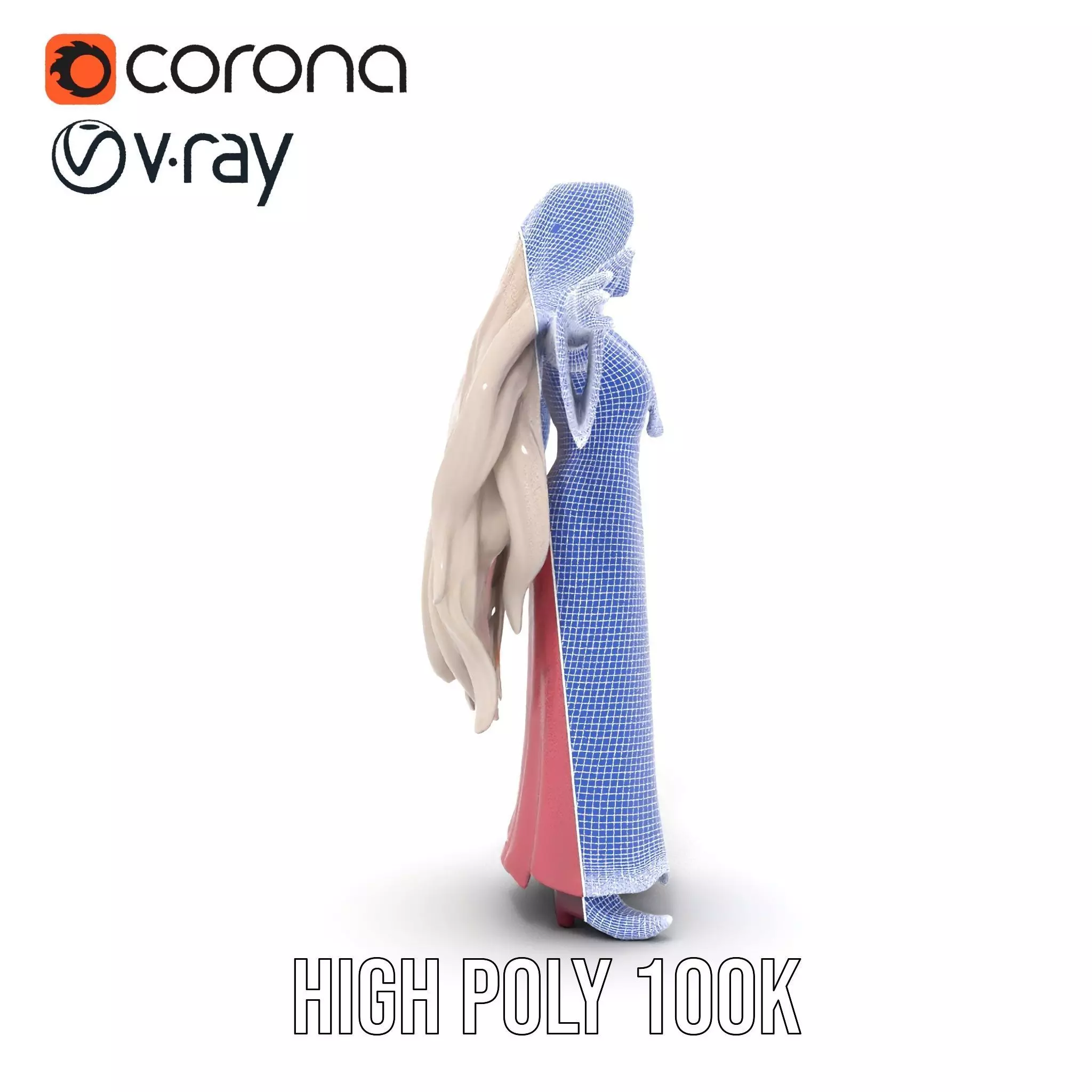 Elegant Princess Gown model pack Low-poly 3D model_35