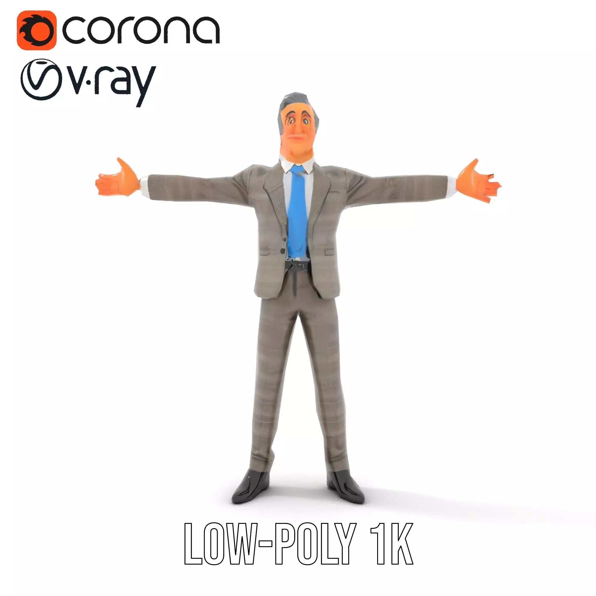 Stylish Businessman Suit model pack Low-poly 3D model_13