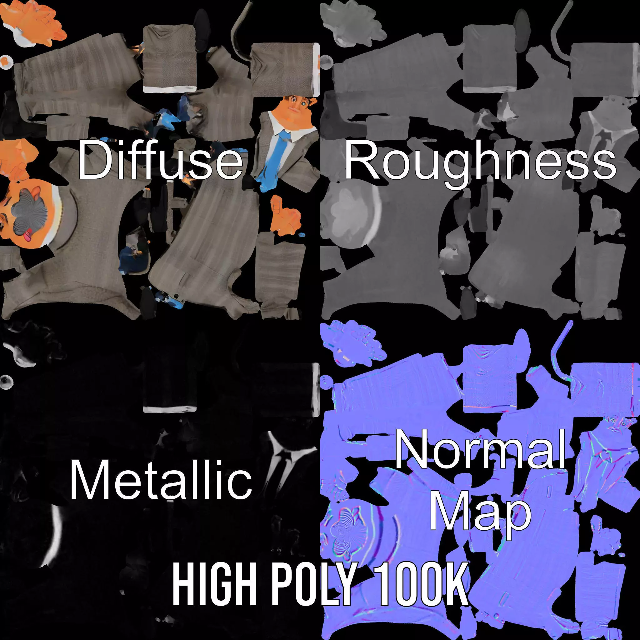 Stylish Businessman Suit model pack Low-poly 3D model_4