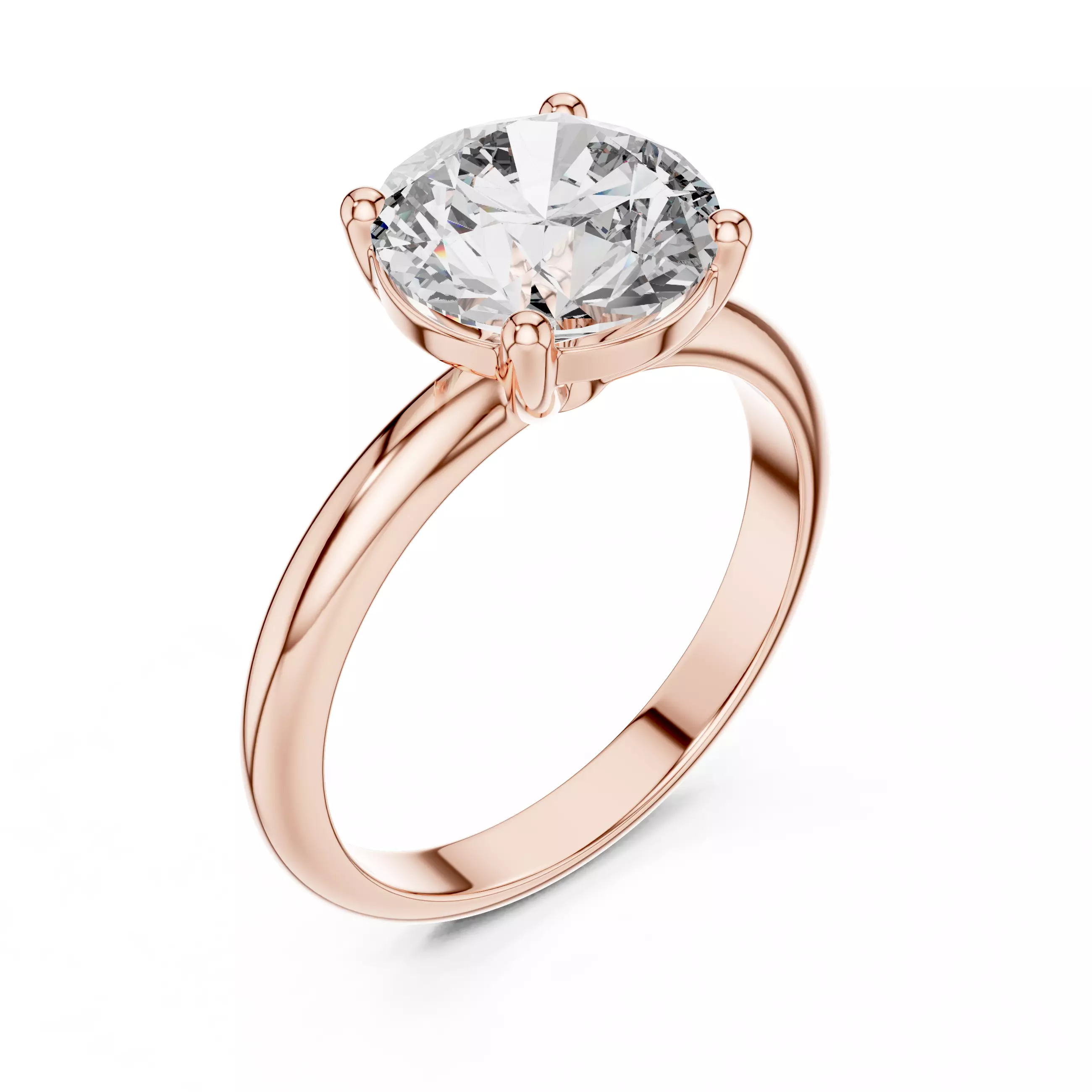 Solitaire Round Diamond Engagement Wedding Ring 3DM STL Video 3D print model_4