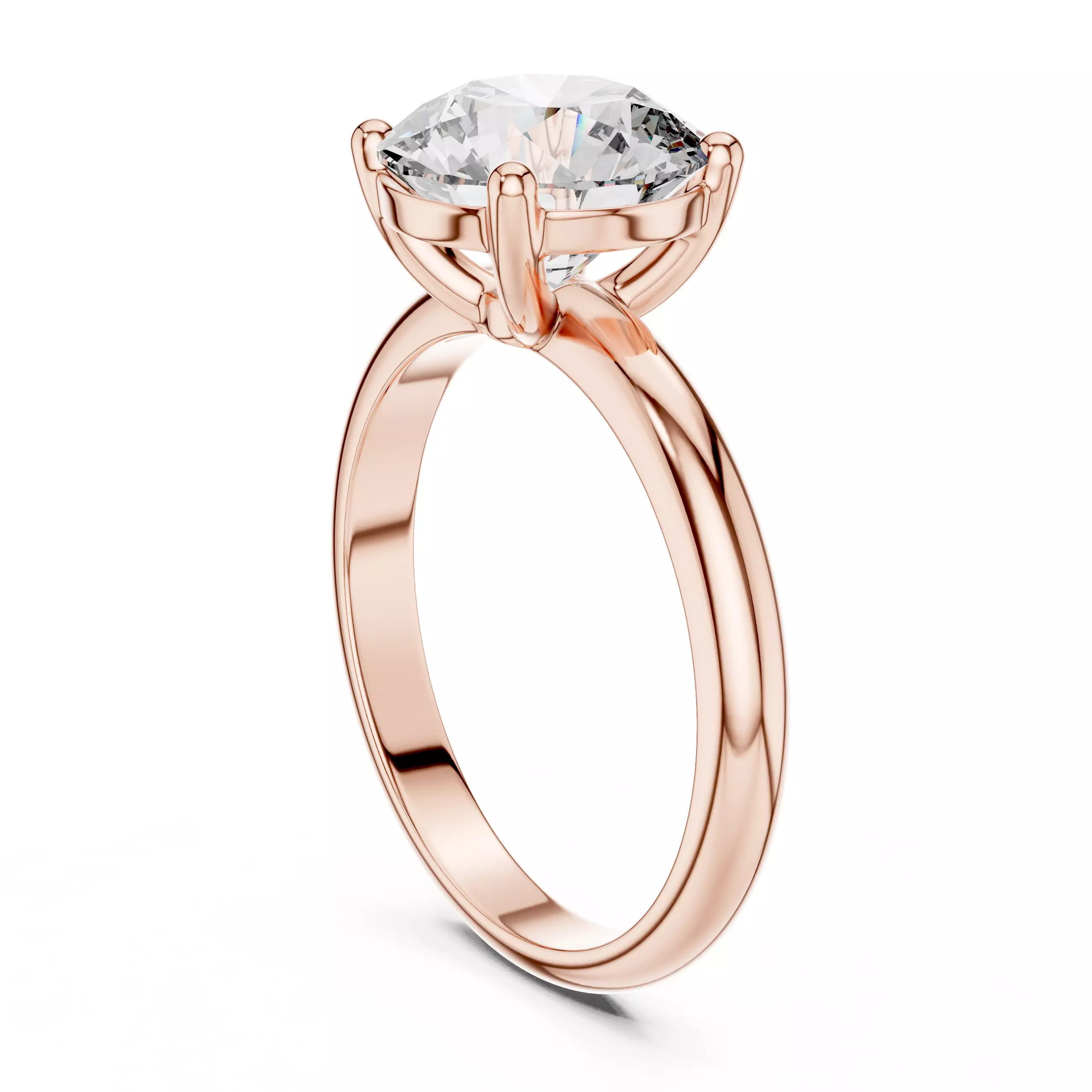 Solitaire Round Diamond Engagement Wedding Ring 3DM STL Video 3D print model_3