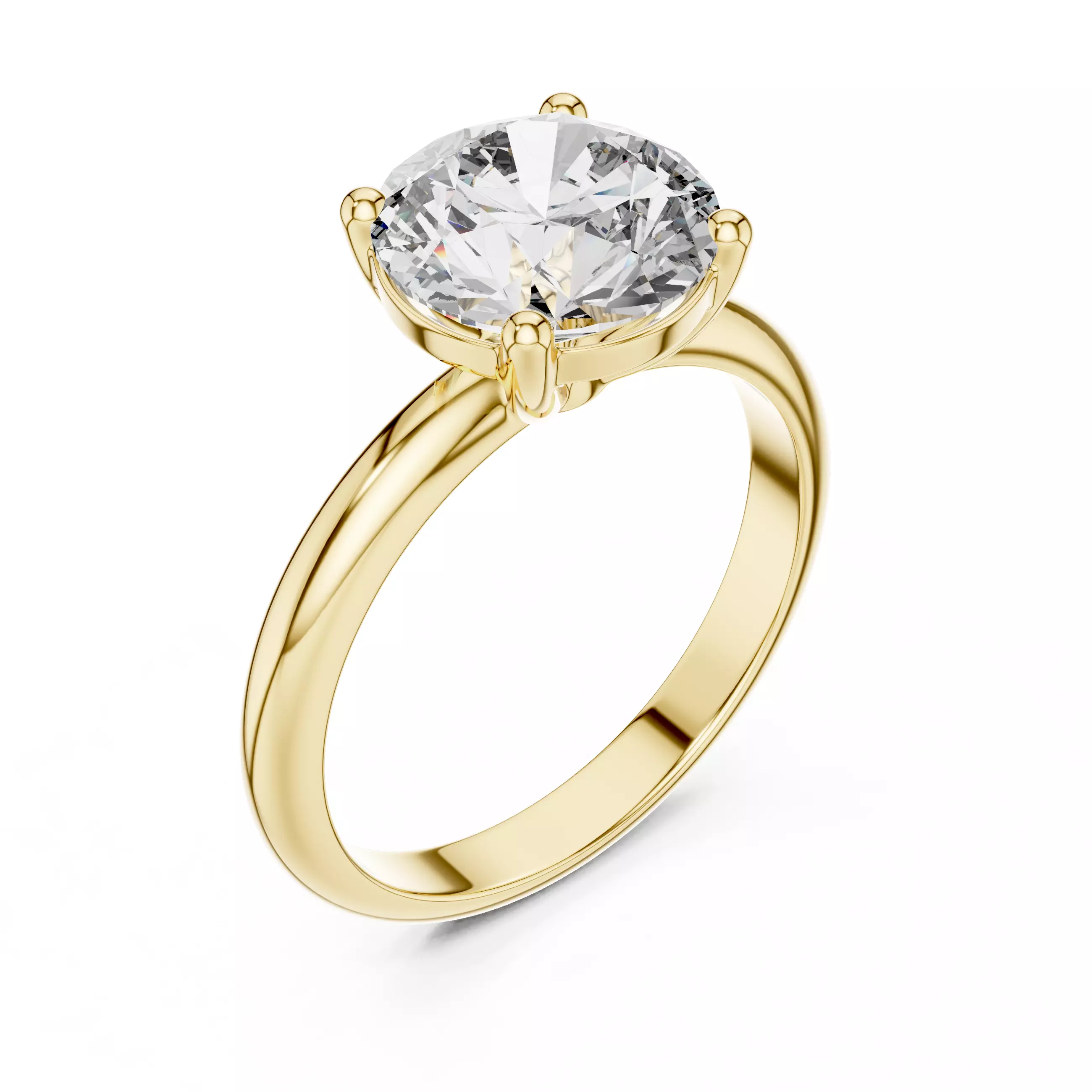 Solitaire Round Diamond Engagement Wedding Ring 3DM STL Video 3D print model_7