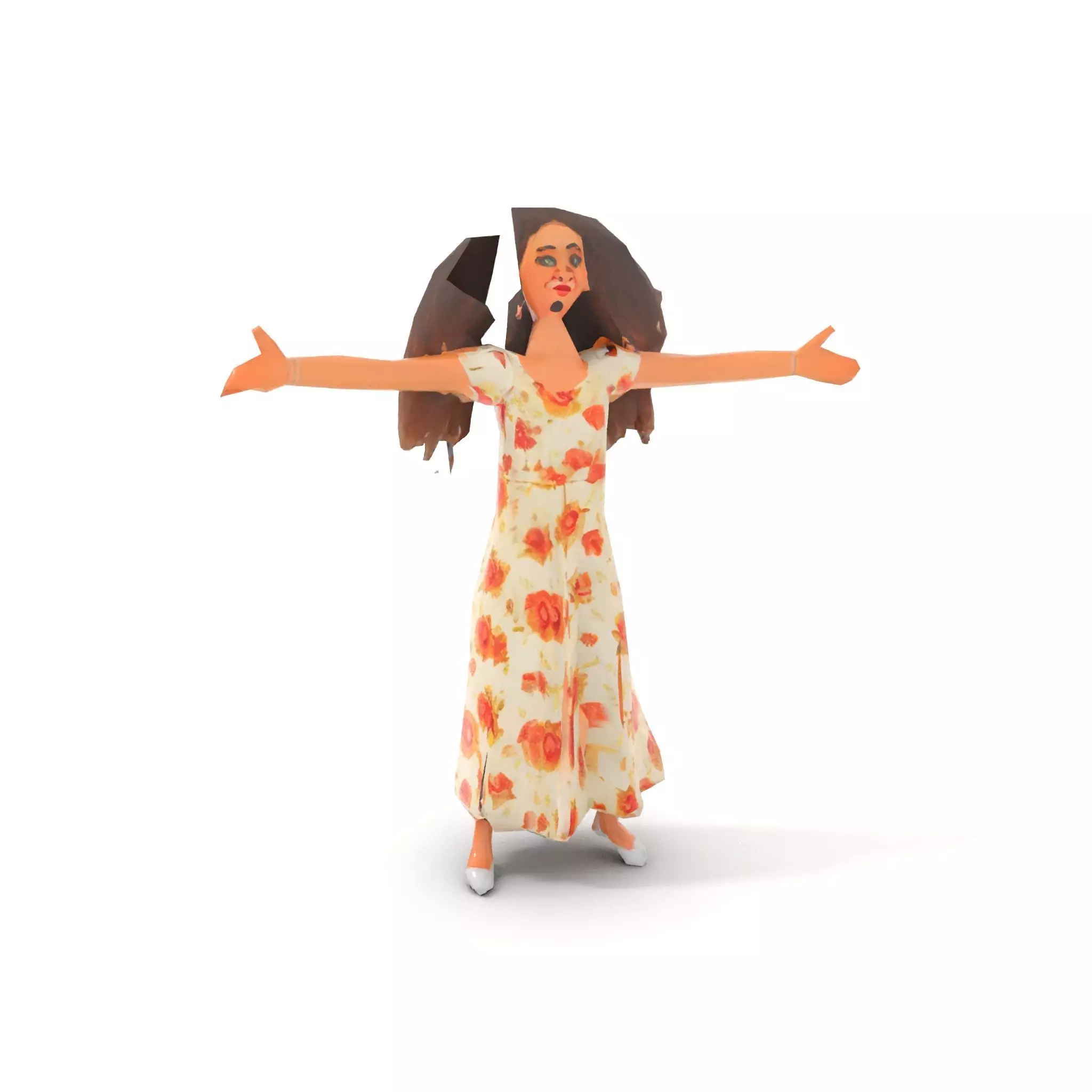 Curly Floral Dress model pack Low-poly 3D model_13