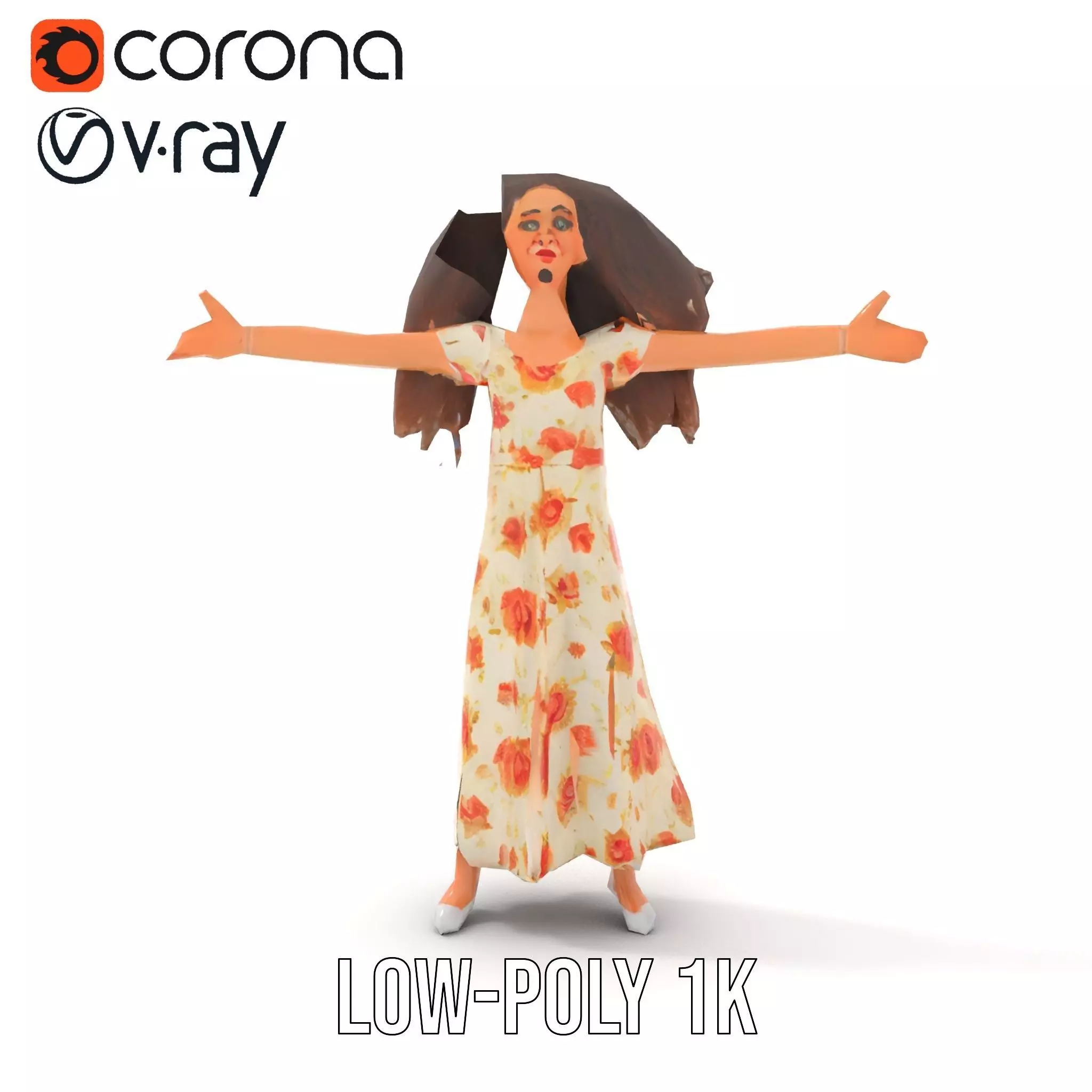 Curly Floral Dress model pack Low-poly 3D model_8