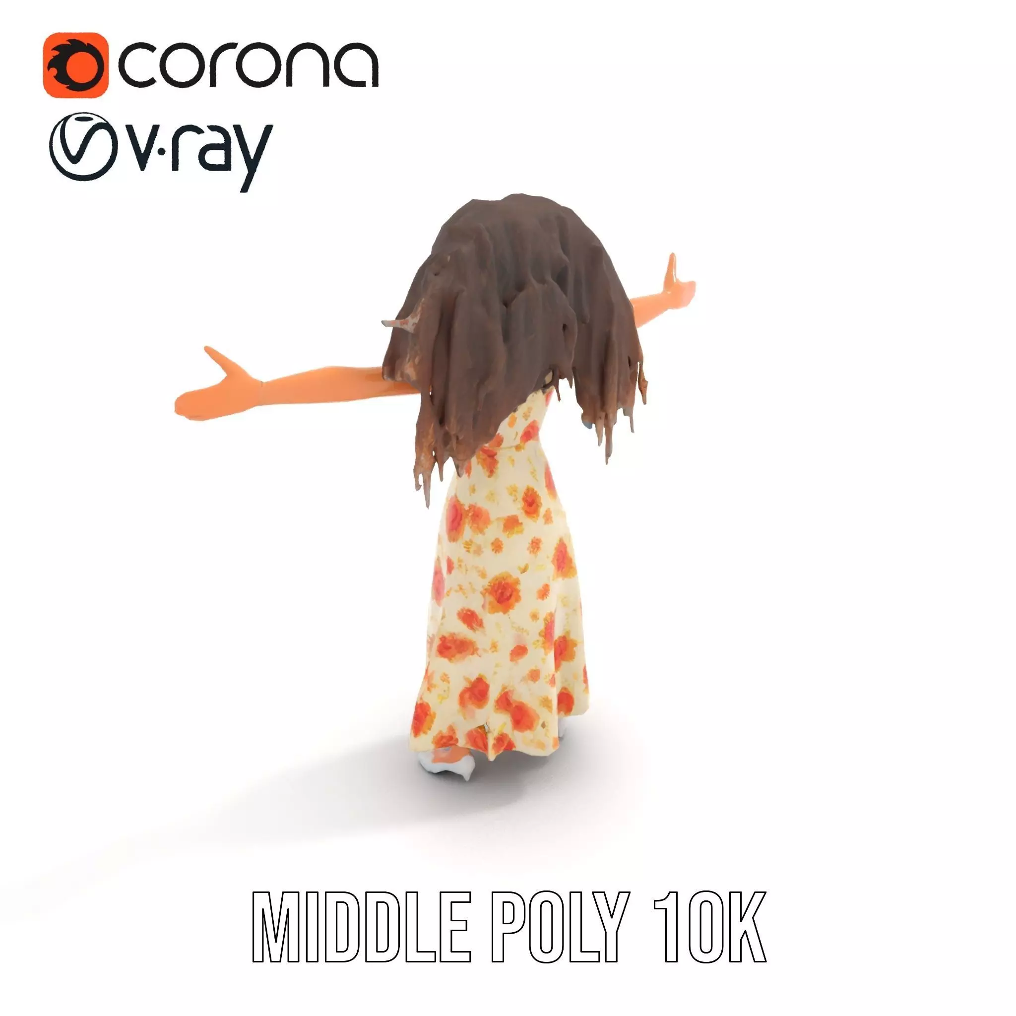 Curly Floral Dress model pack Low-poly 3D model_14