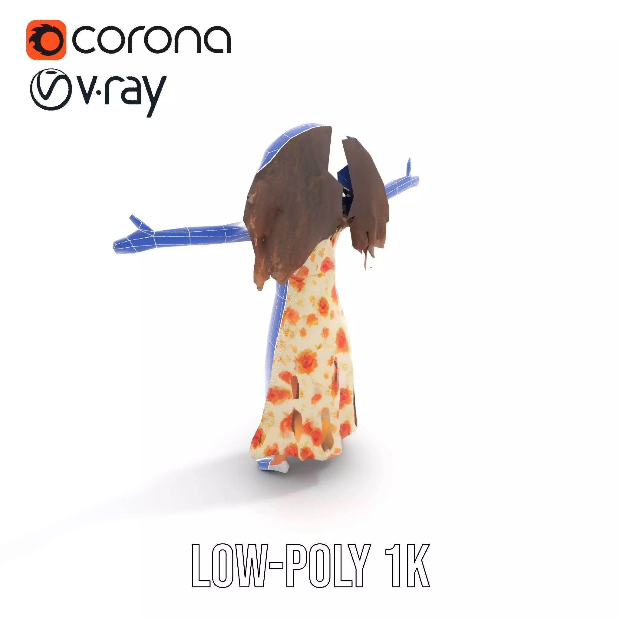 Curly Floral Dress model pack Low-poly 3D model_21
