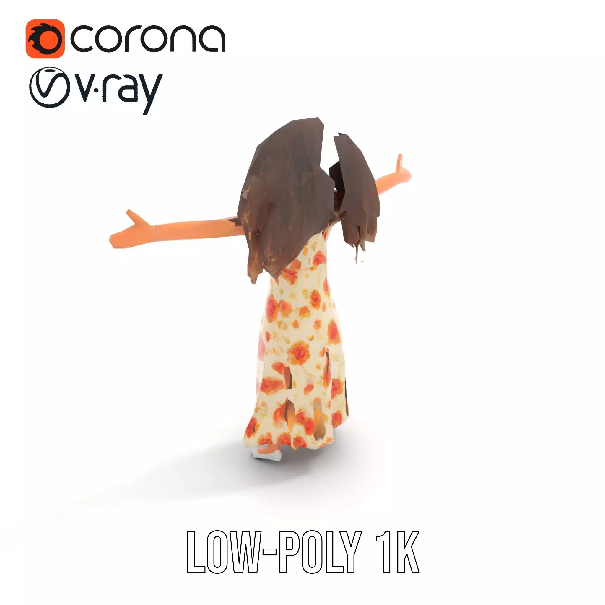 Curly Floral Dress model pack Low-poly 3D model_15