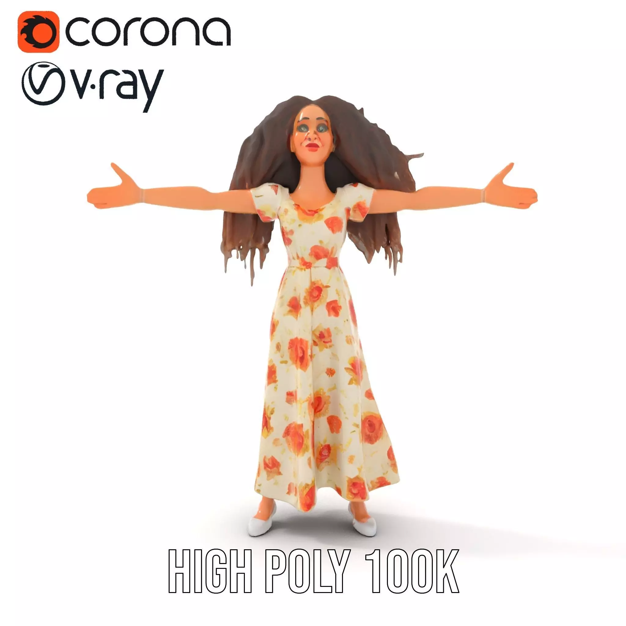 Curly Floral Dress model pack Low-poly 3D model_19