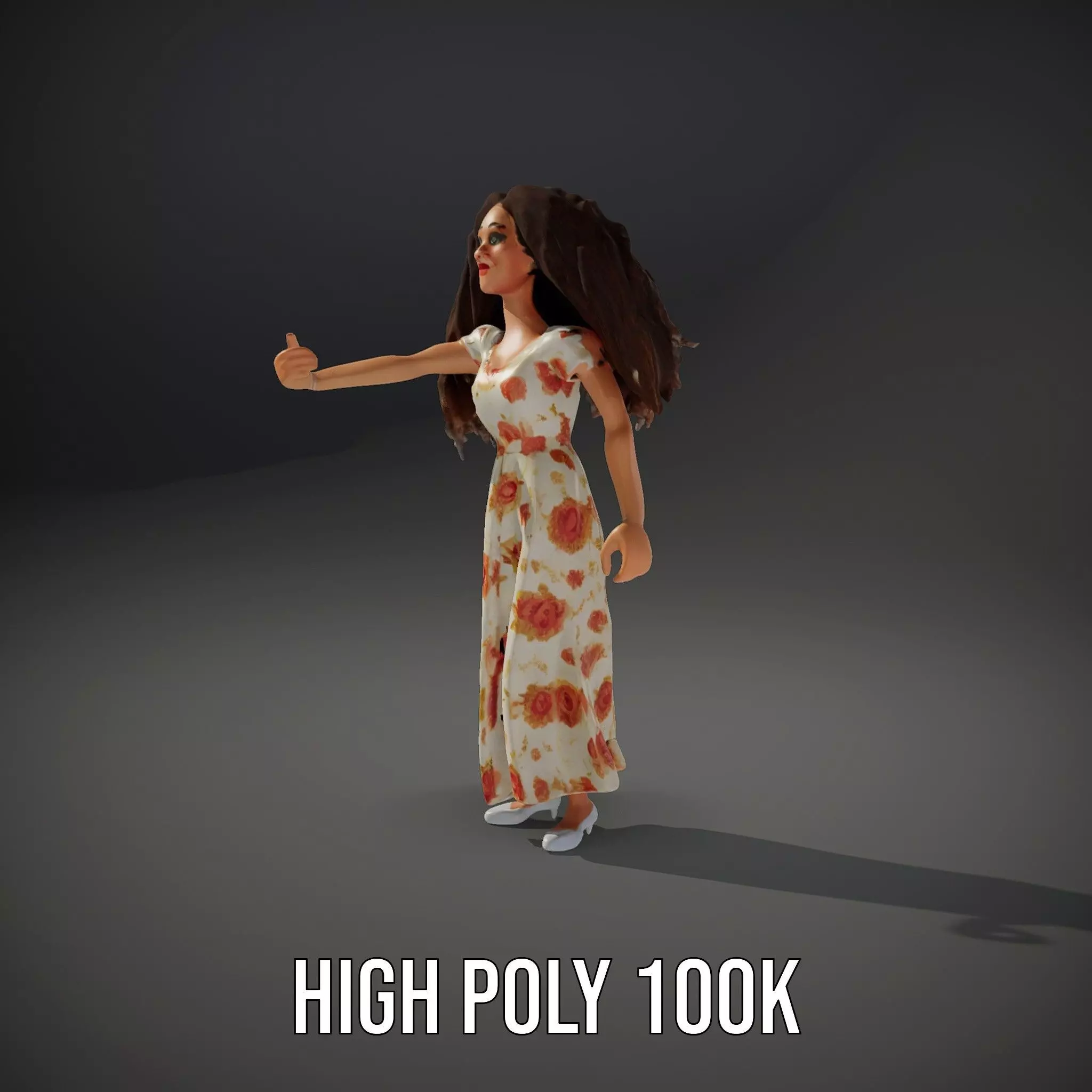 Curly Floral Dress model pack Low-poly 3D model_9