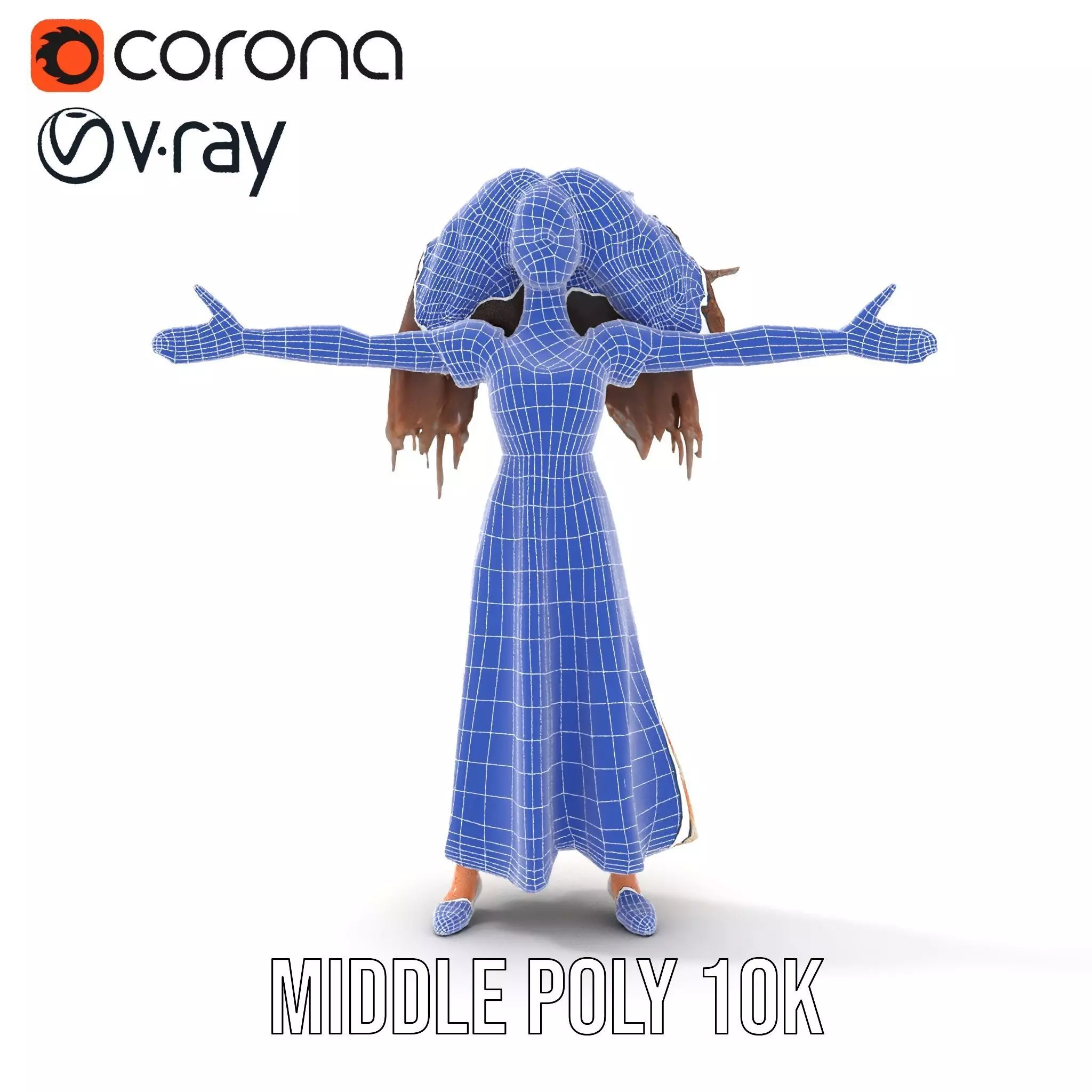 Curly Floral Dress model pack Low-poly 3D model_27