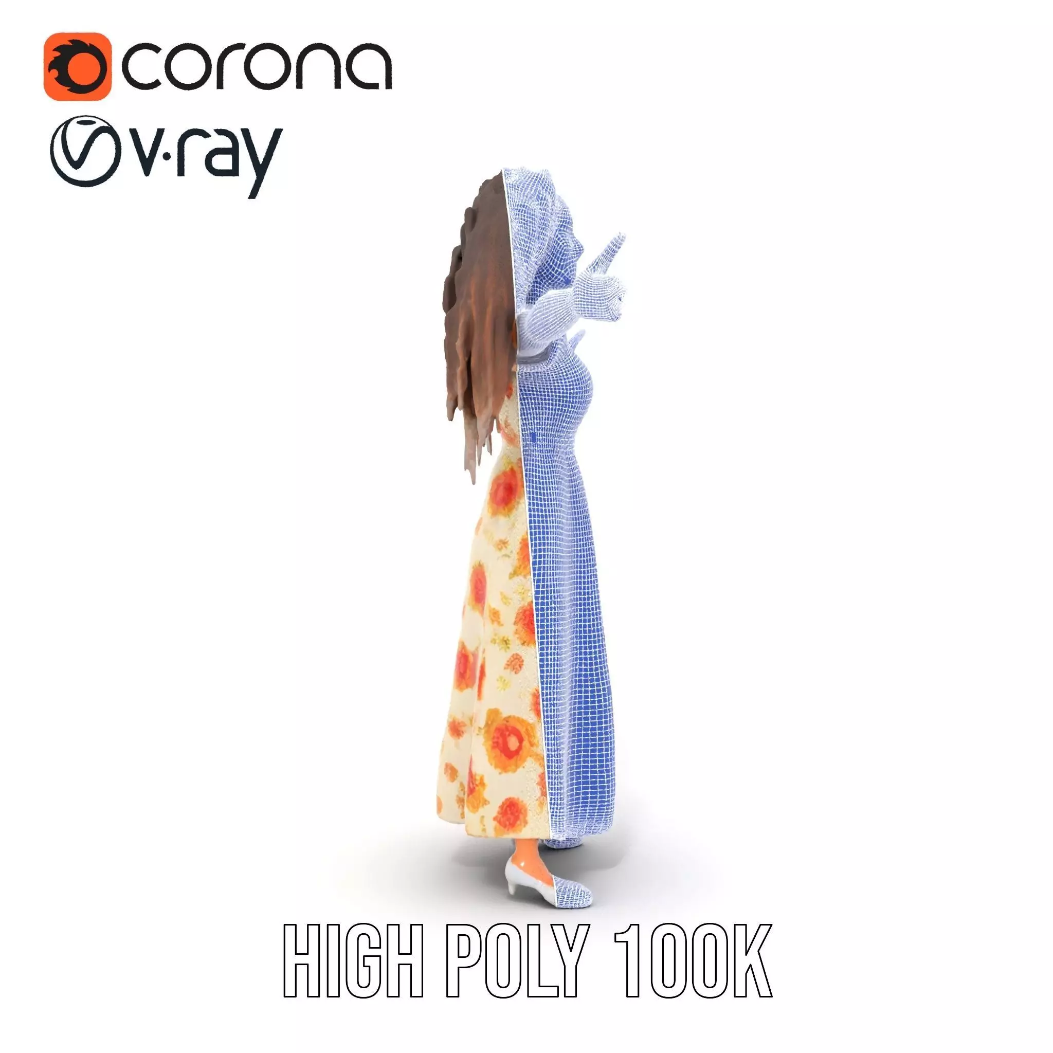 Curly Floral Dress model pack Low-poly 3D model_33